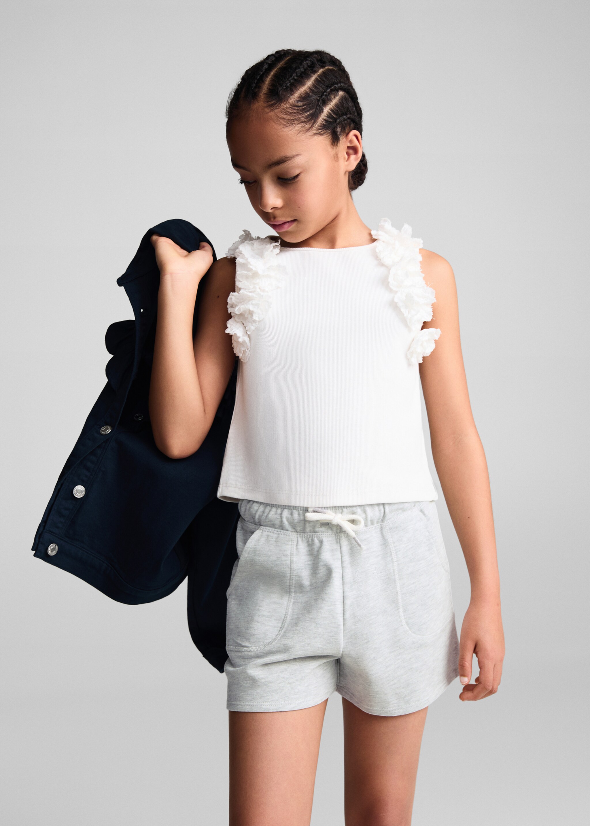 Katoenen shorts met elastische tailleband - Middenvlak