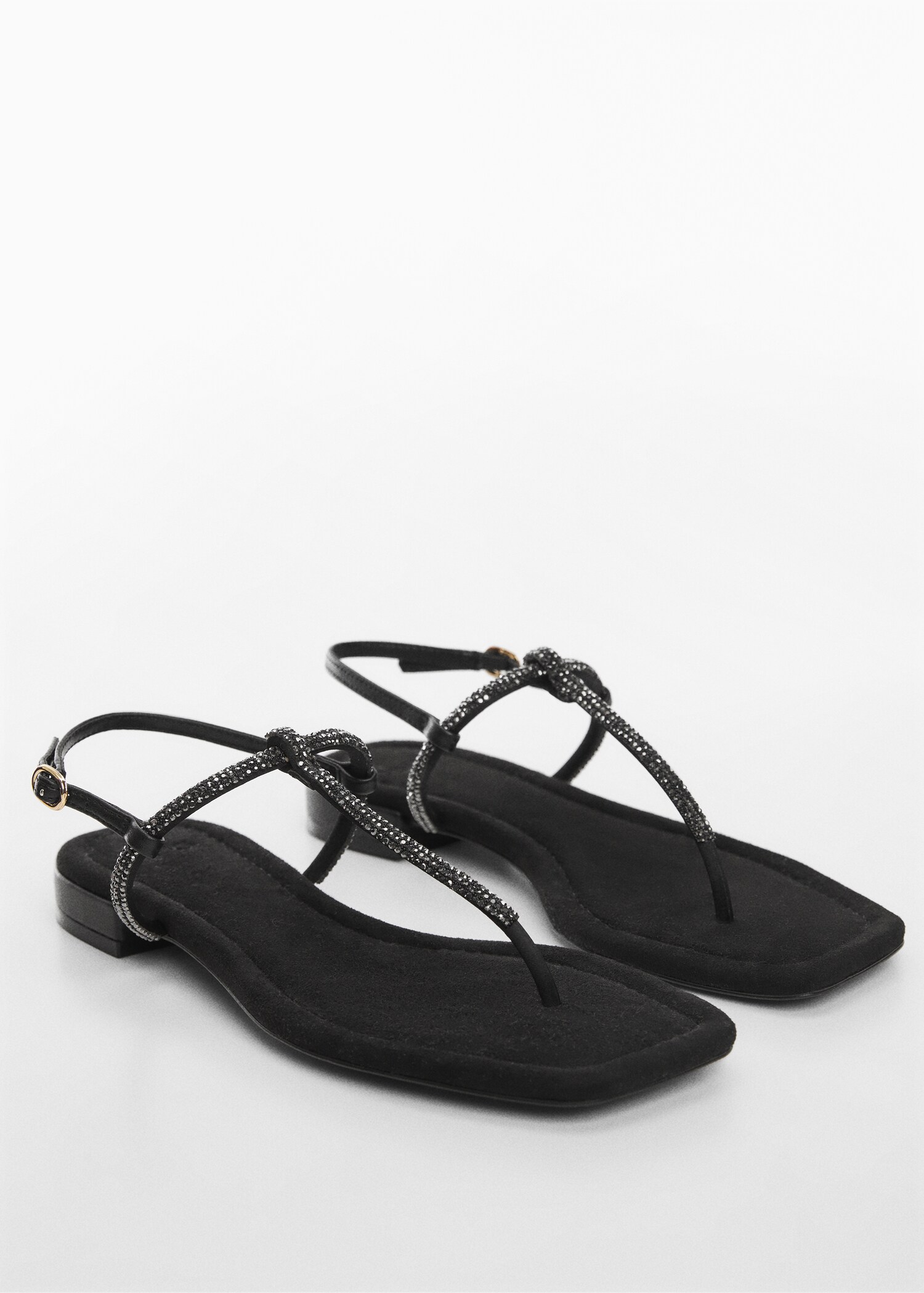 Strap rhinestone sandals - Medium plane