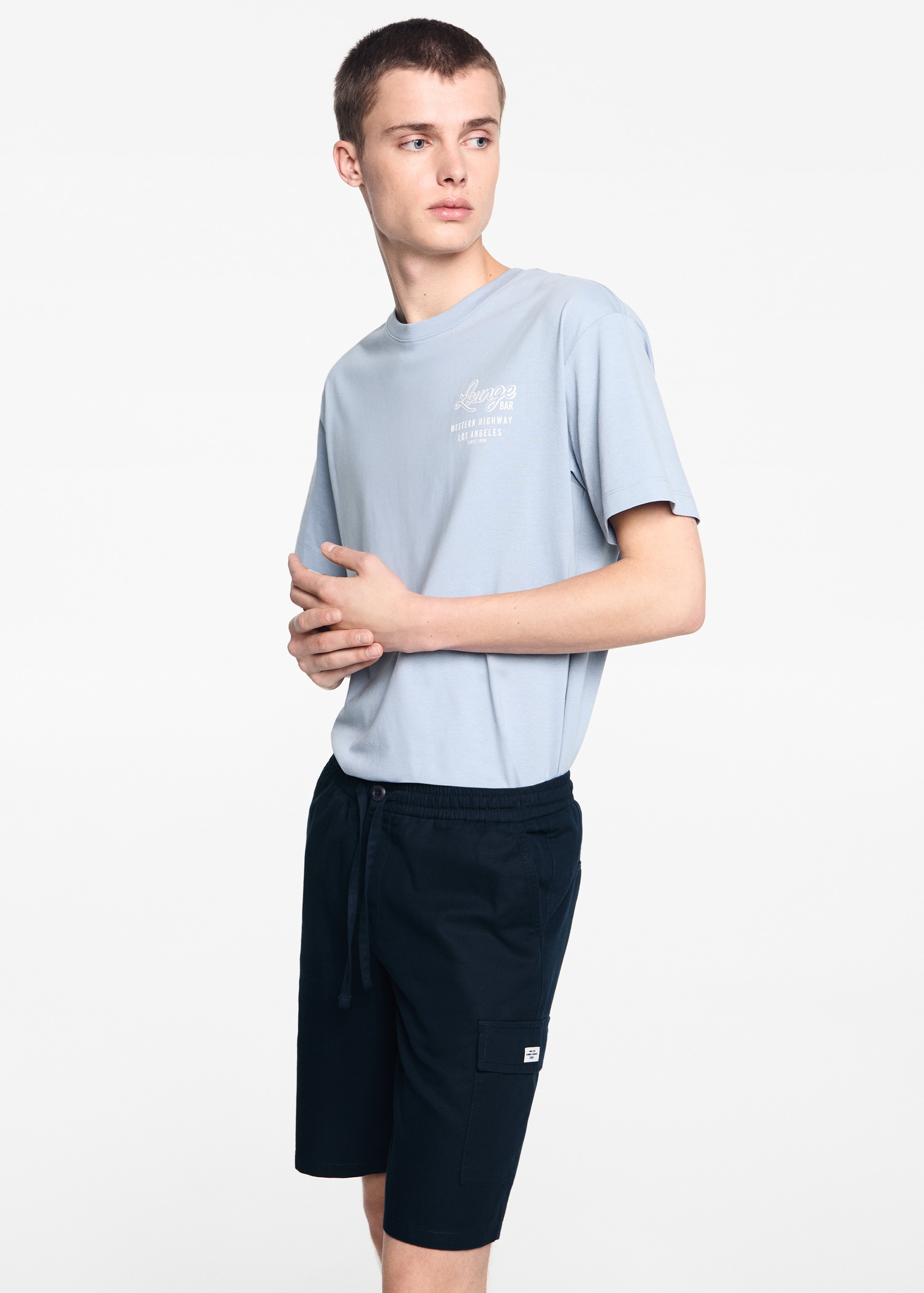 Lino Mango Outlet Pantalones Cortos Bermudas Lino Bolsillos Cargo