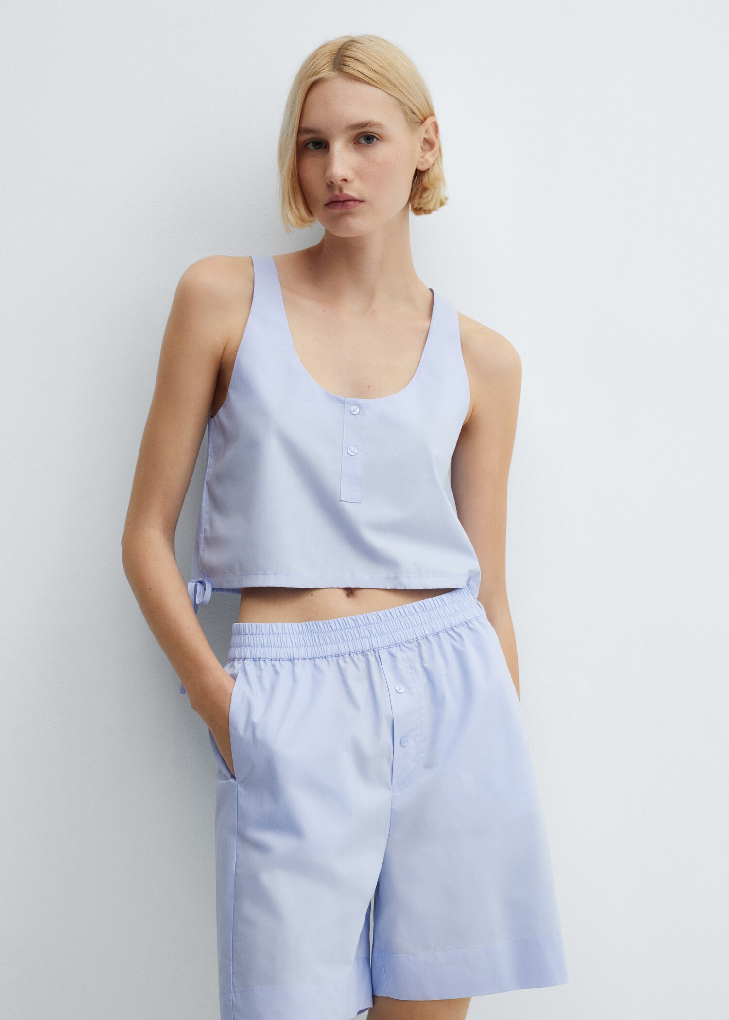 Cotton pyjama crop top - Medium plane
