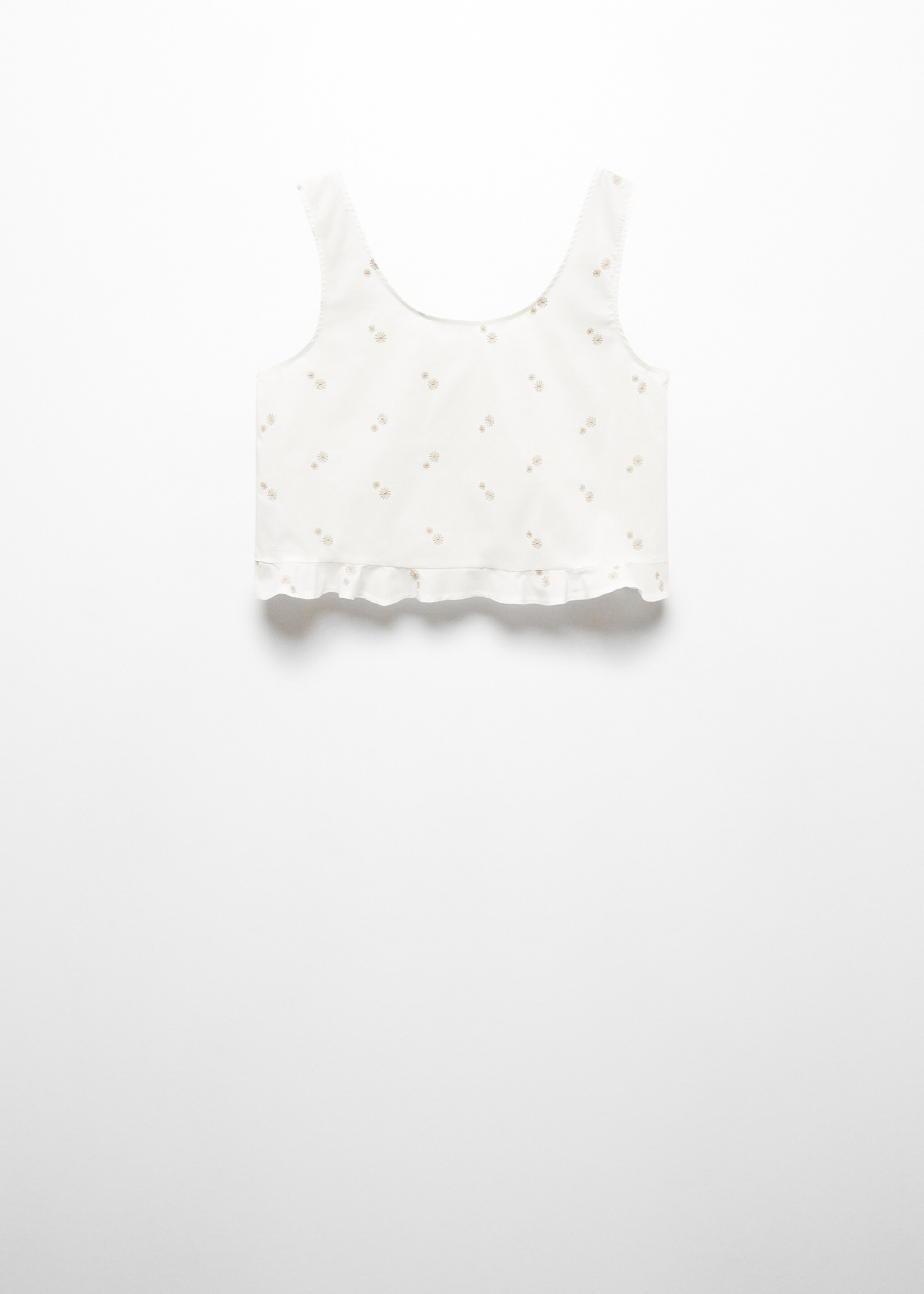 Floral embroidered cotton pyjama top - Article without model