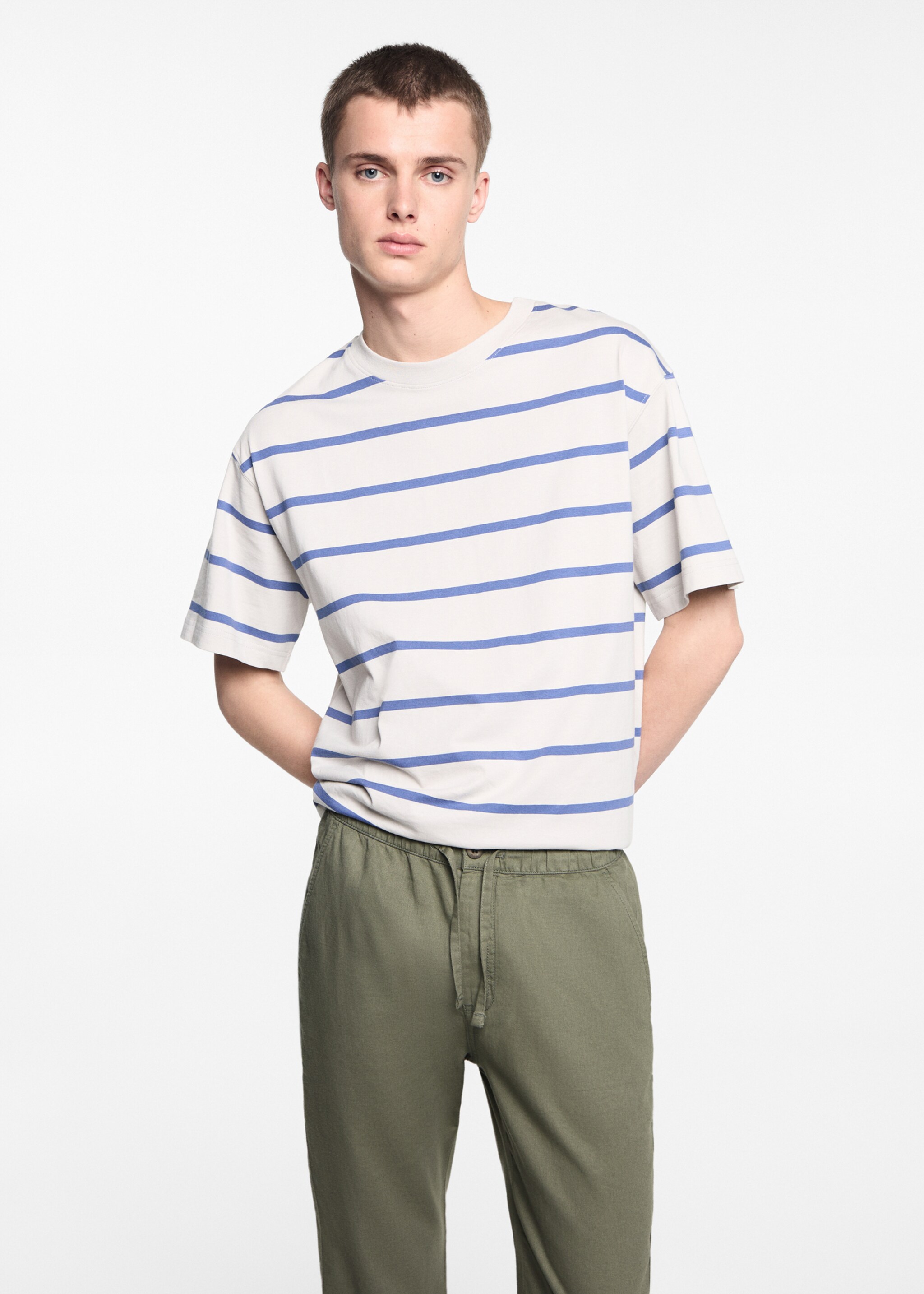 Linen jogger trousers - Medium plane, Khaki. Ref: 67066028-00.