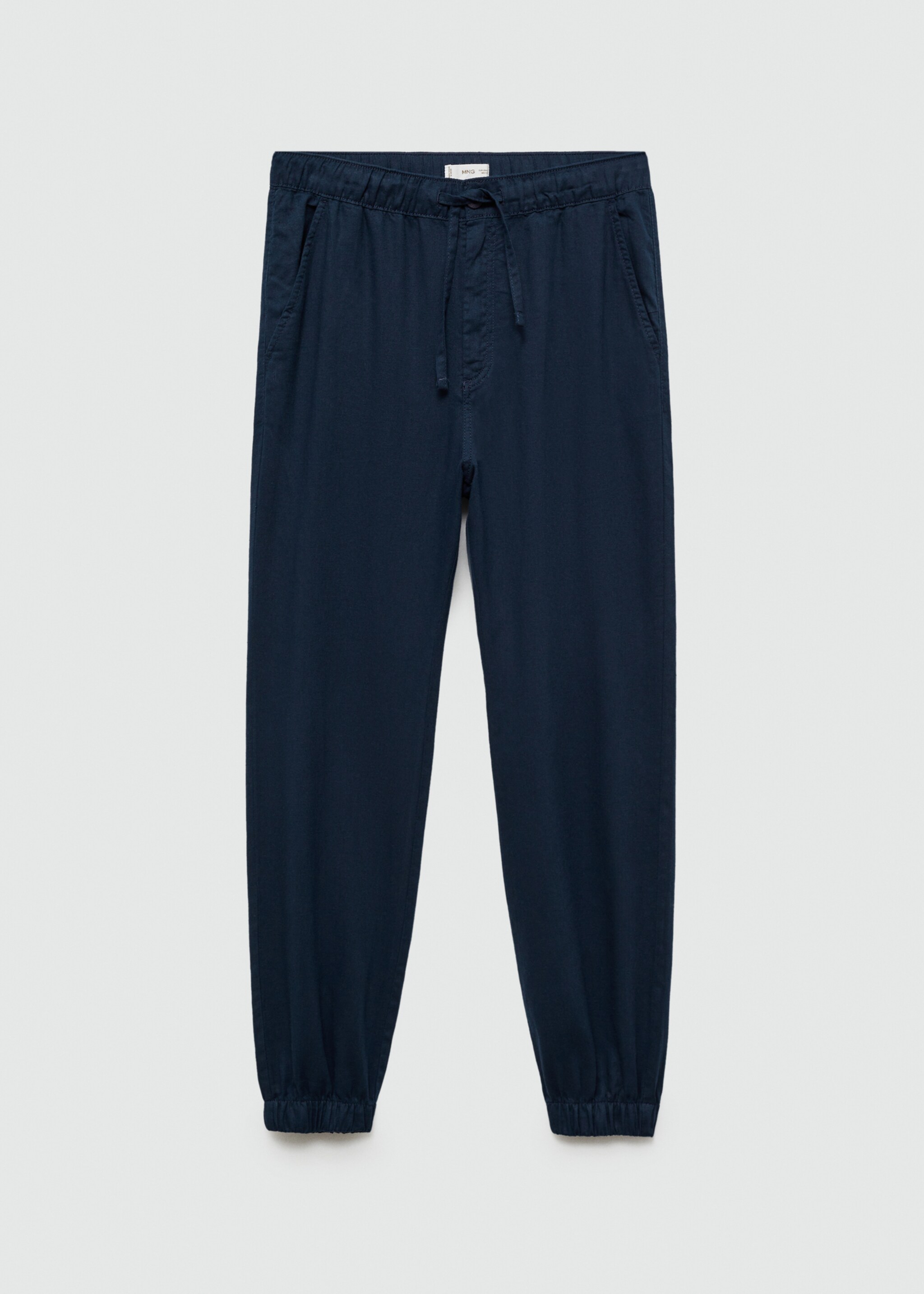Linen jogger trousers - Article without model, Dark Navy. Ref: 67066028-00.
