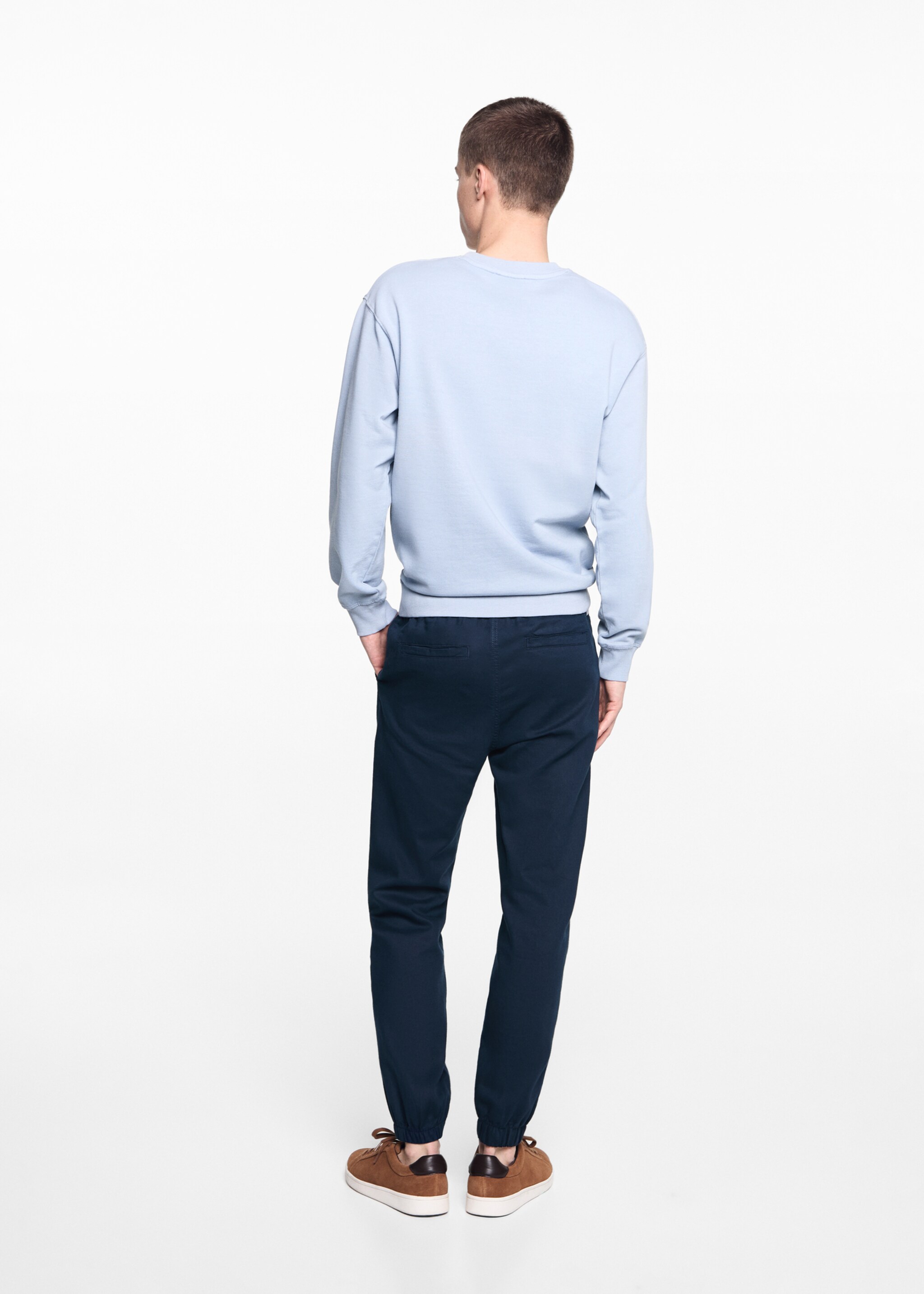 Linen jogger trousers - Reverse of the article, Dark Navy. Ref: 67066028-00.