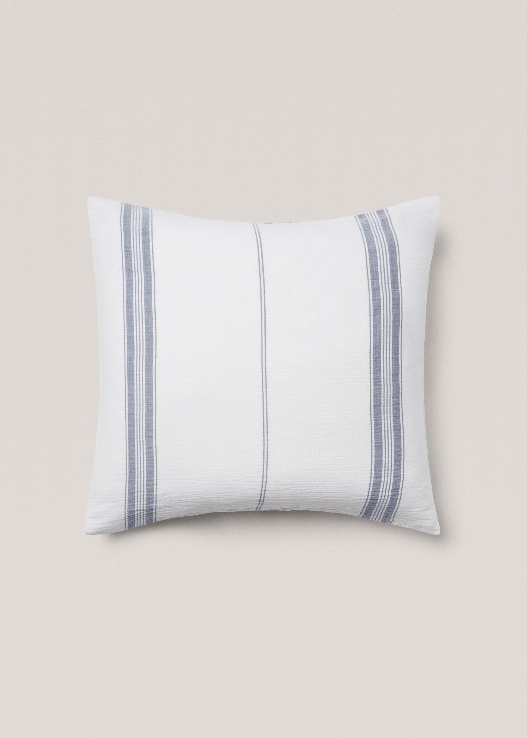 Striped textured cotton pillowcase 60x60cm - Article without model, White. Ref: 67066035-00.
