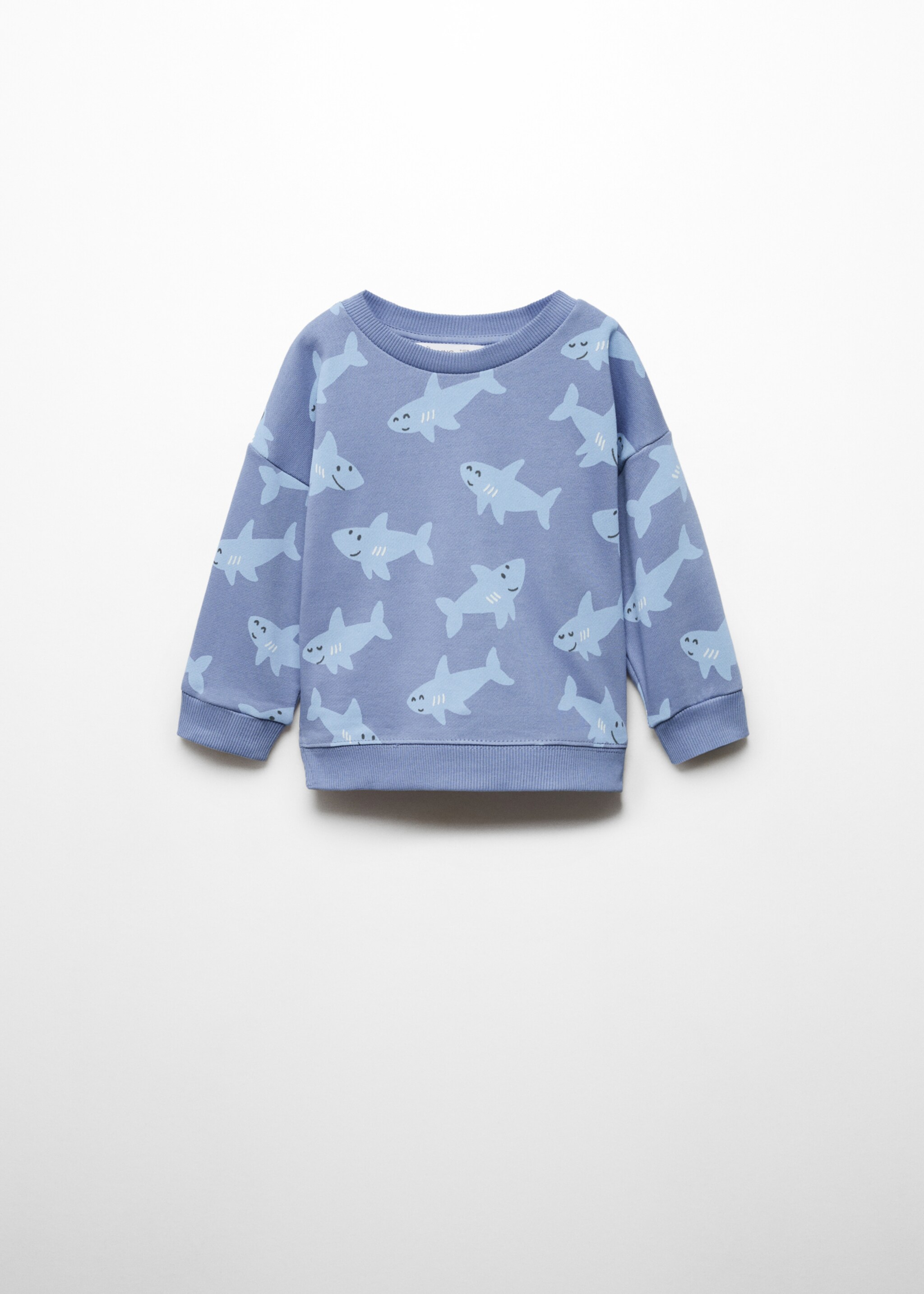 Shark-print sweatshirt - Article without model, Blue. Ref: 67066037-00.
