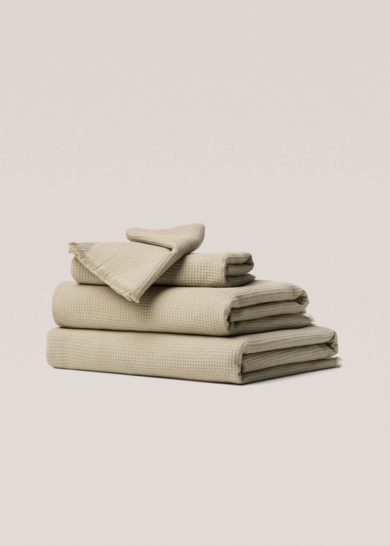 Cotton waffle beach towel with fringes - Details of the article 3