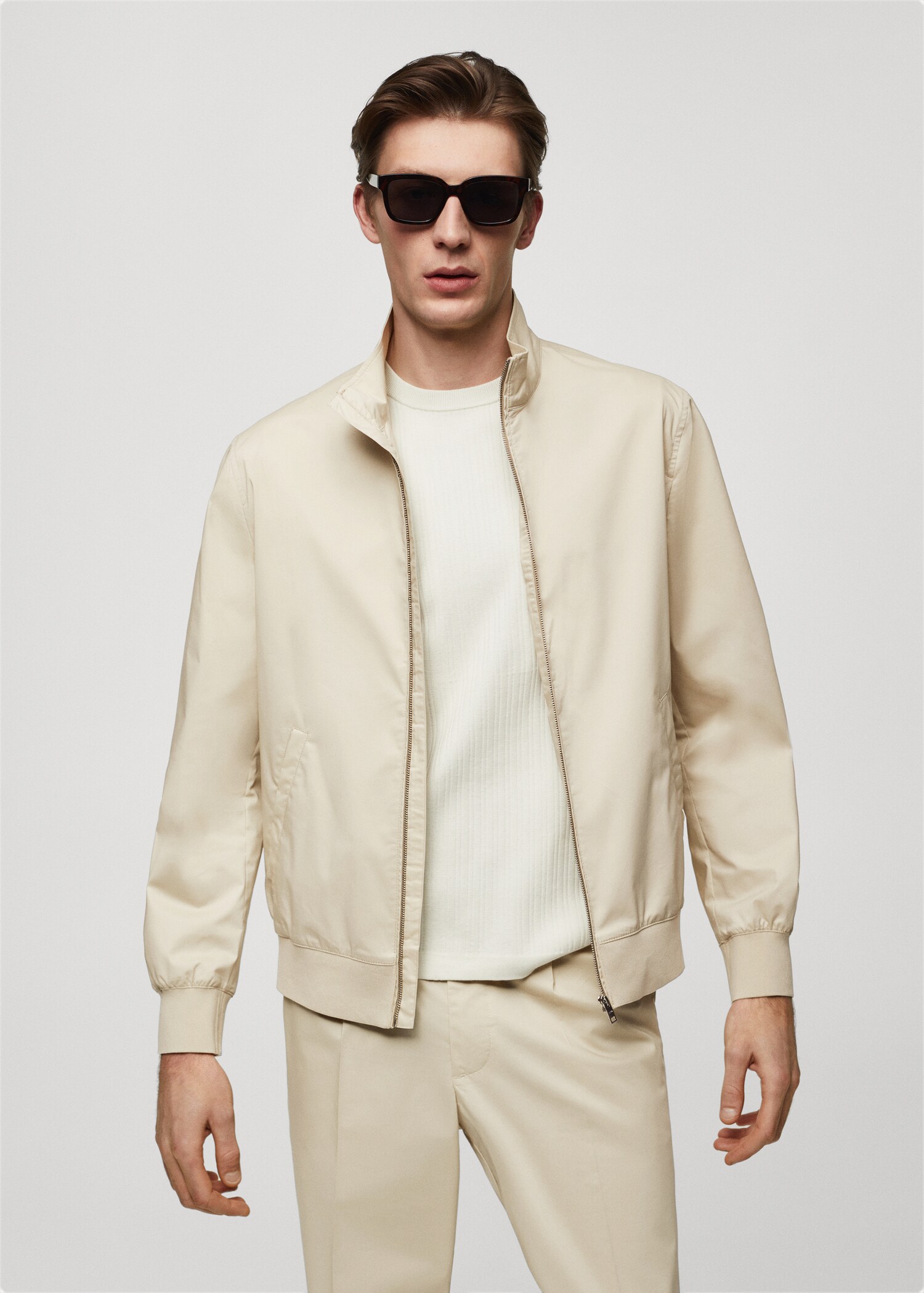 Stretch cotton jacket with zip - Medium plane