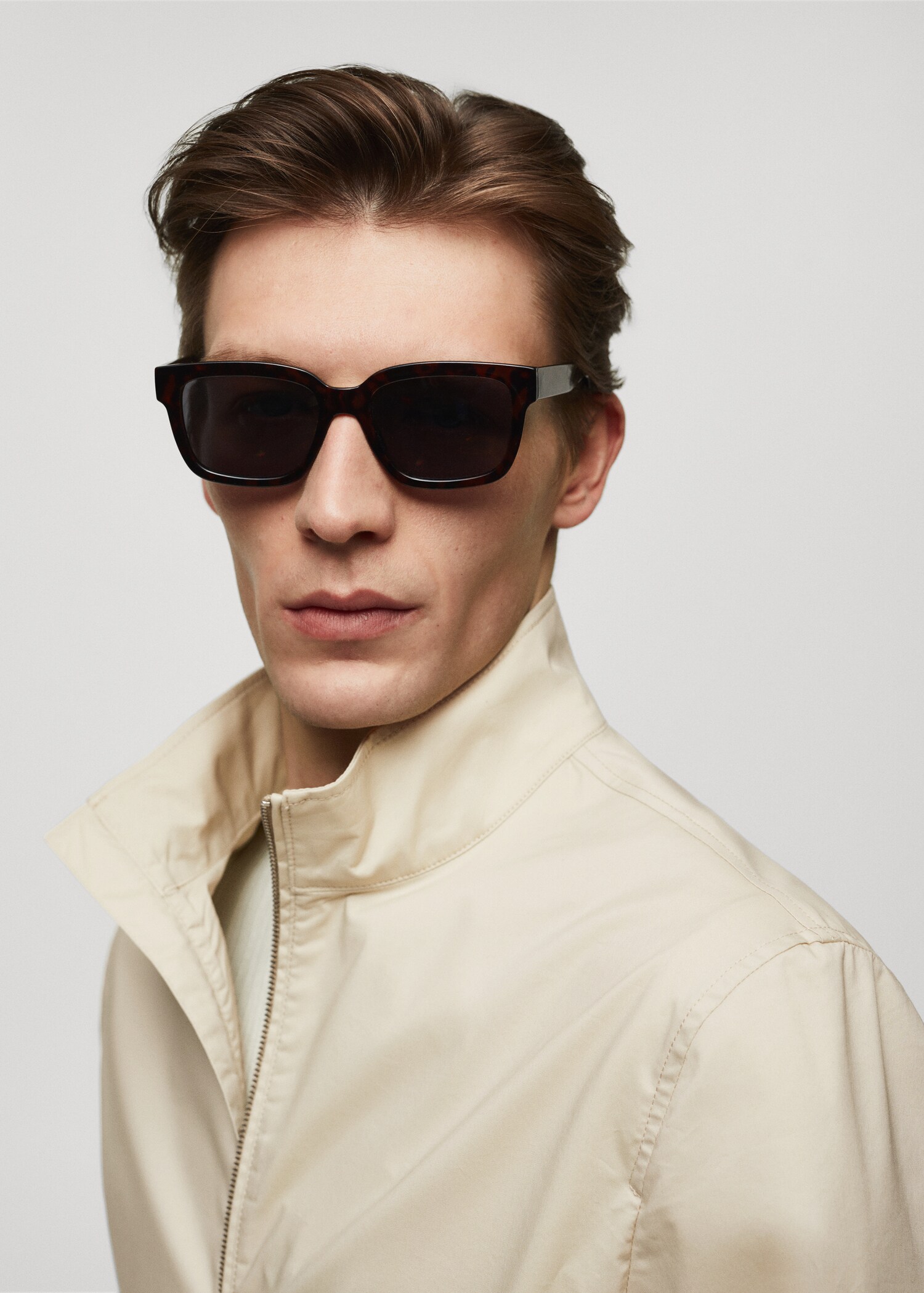 Stretch cotton jacket with zip - Details of the article 1