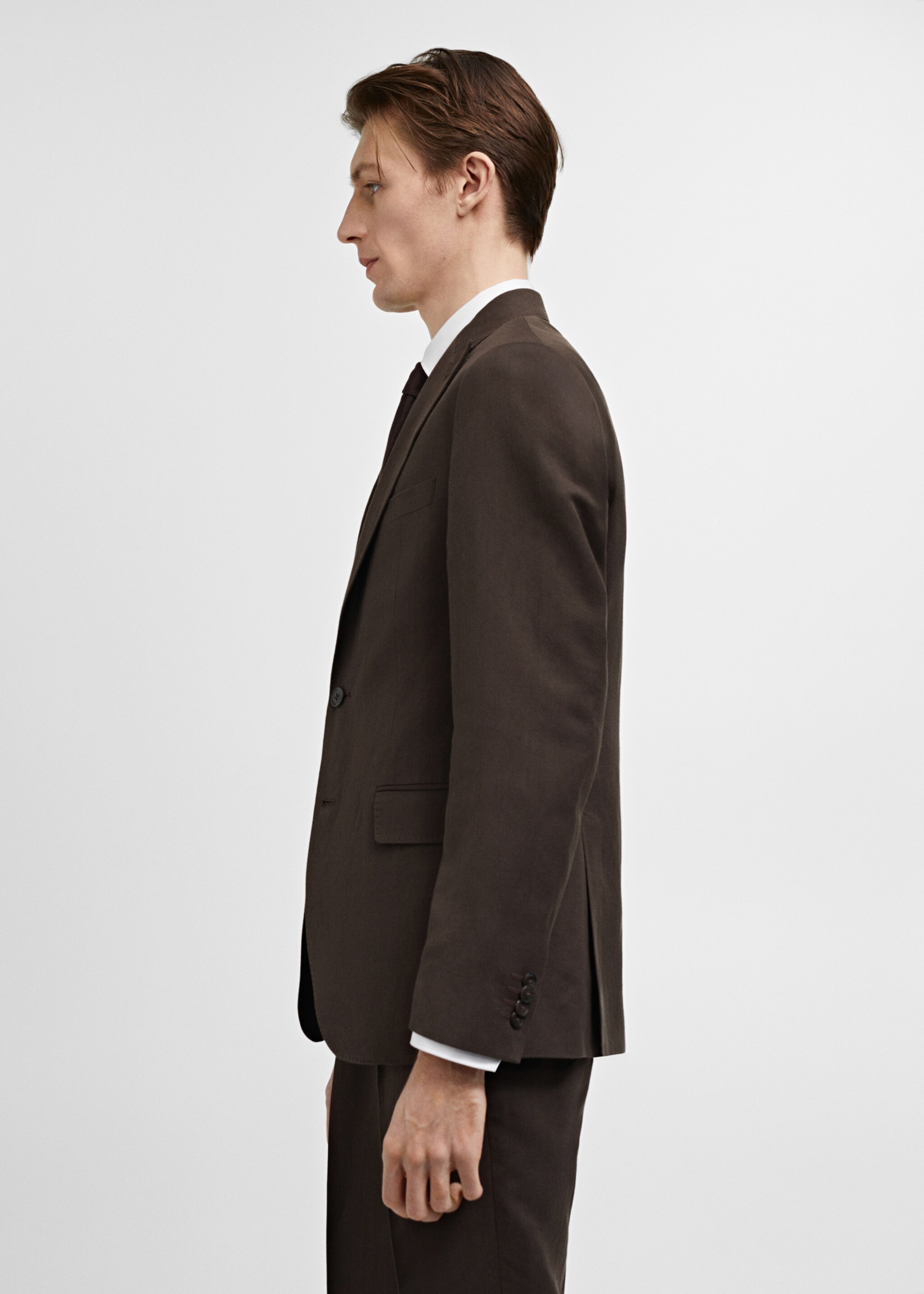 Dressjakke i bomull og lin, slim-fit - Artikkeldetalj 2
