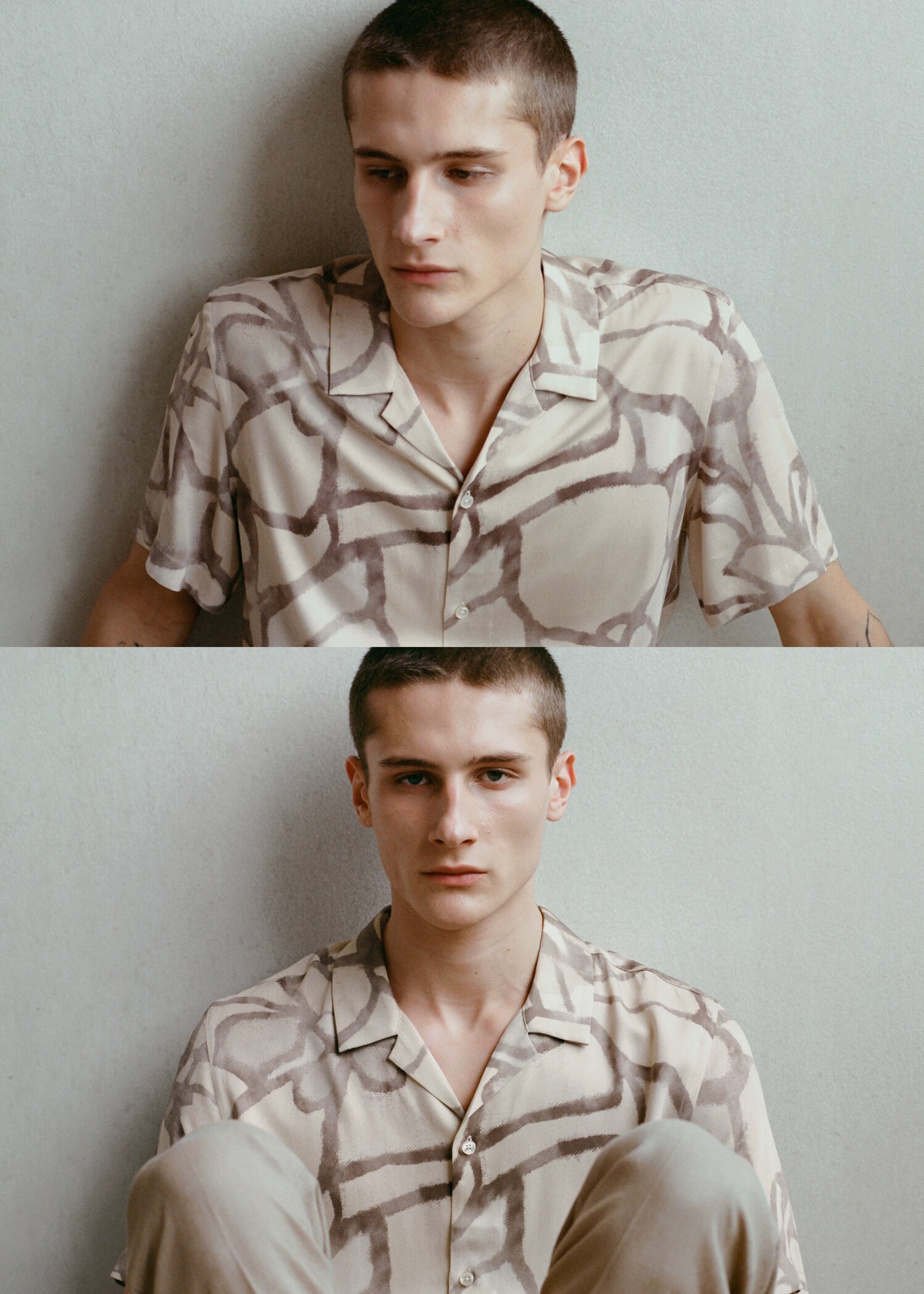 Printed flowing shirt with bowling collar - Details of the article 5