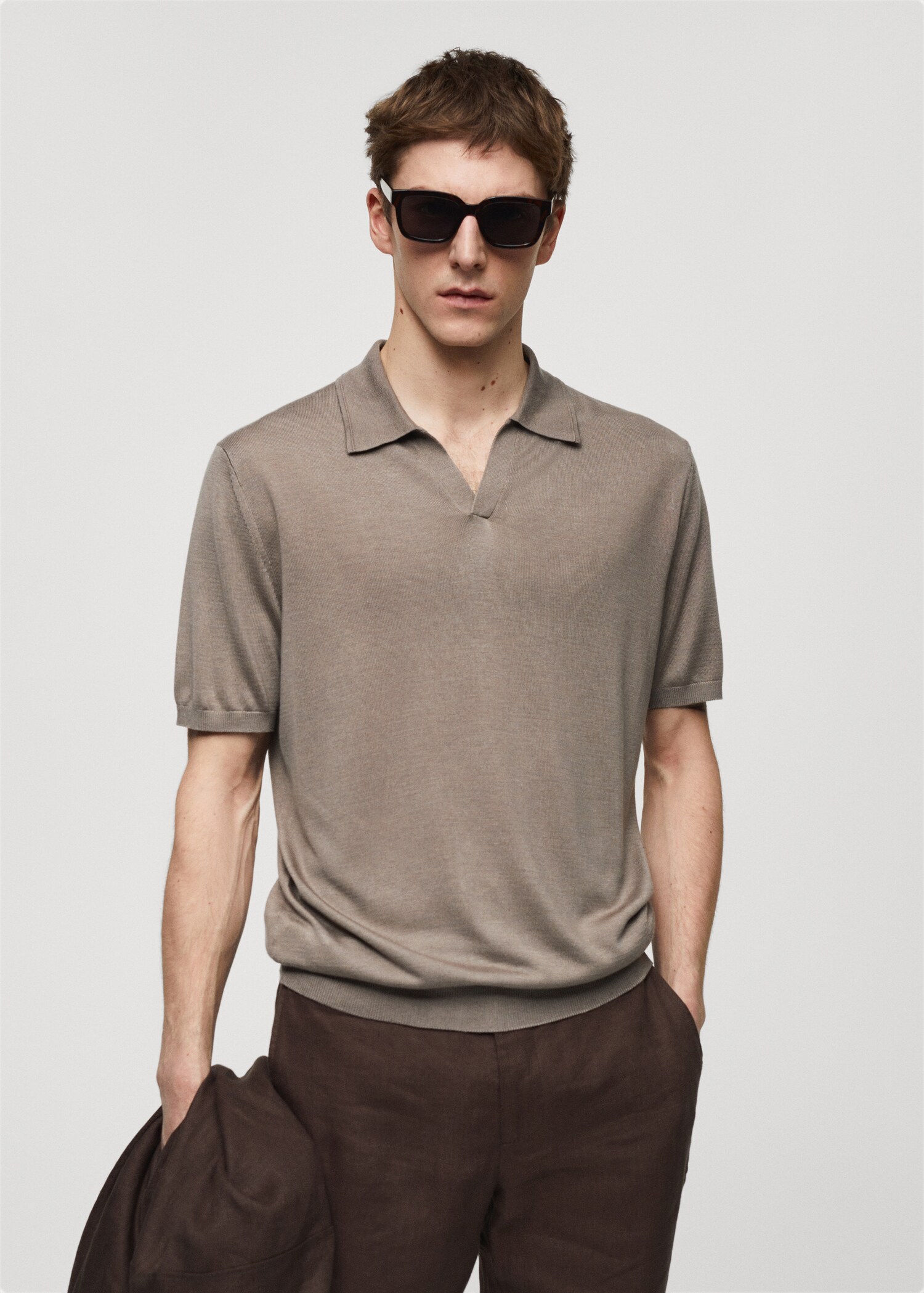 Gebreid poloshirt met korte mouw - Middenvlak