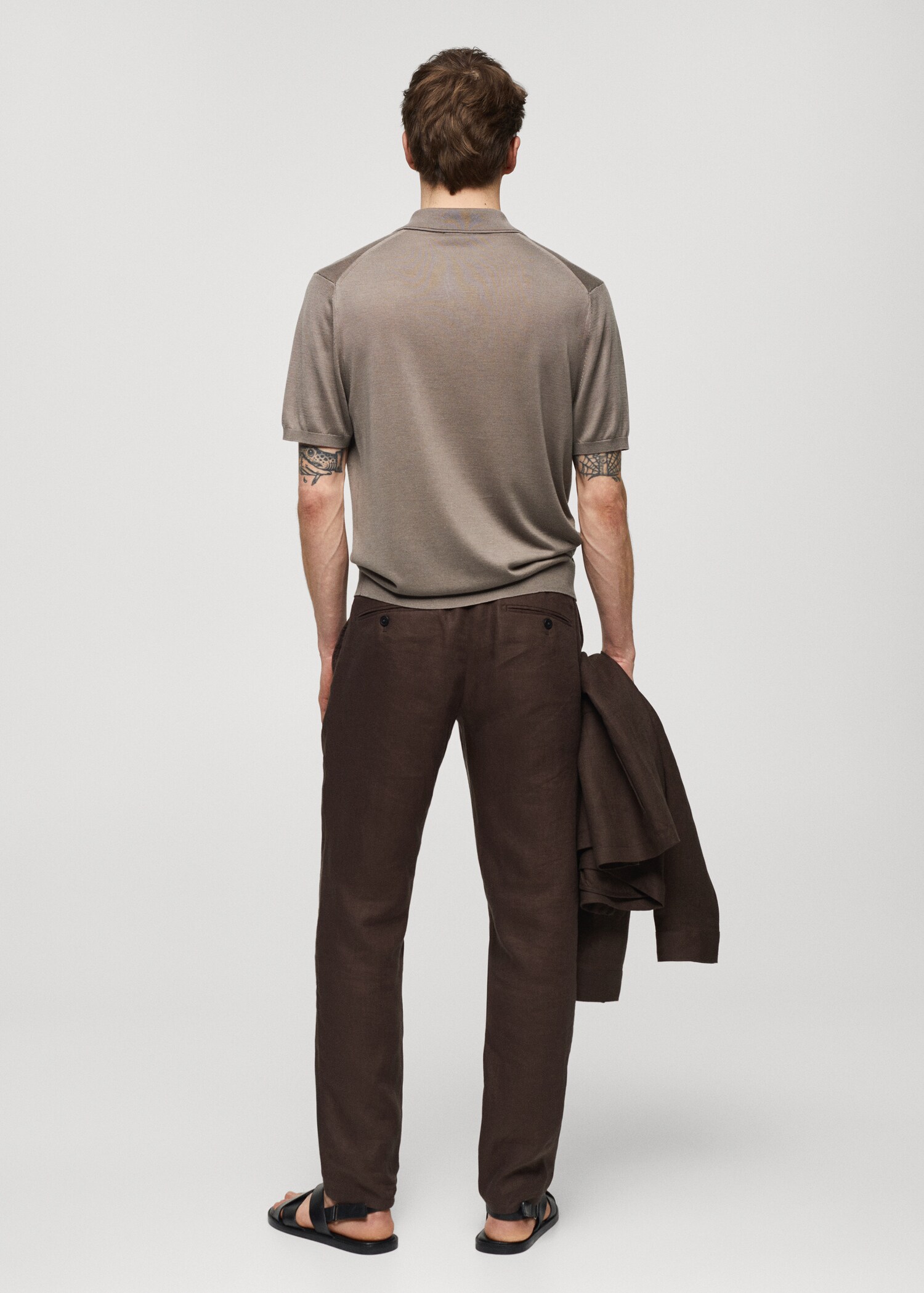 Gebreid poloshirt met korte mouw - Achterkant van het artikel