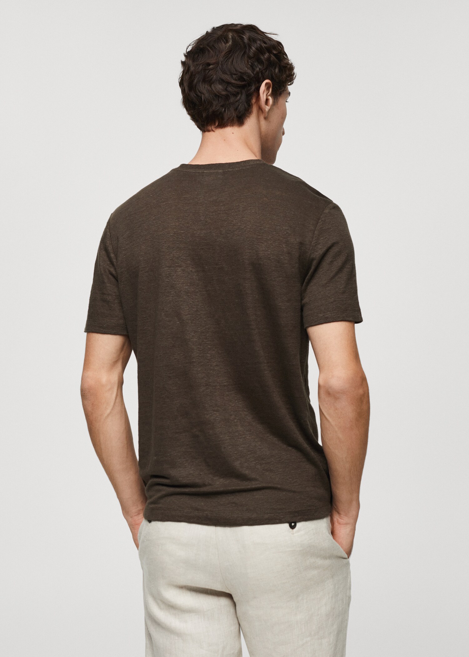 Slim-fit 100% linen t-shirt - Reverse of the article