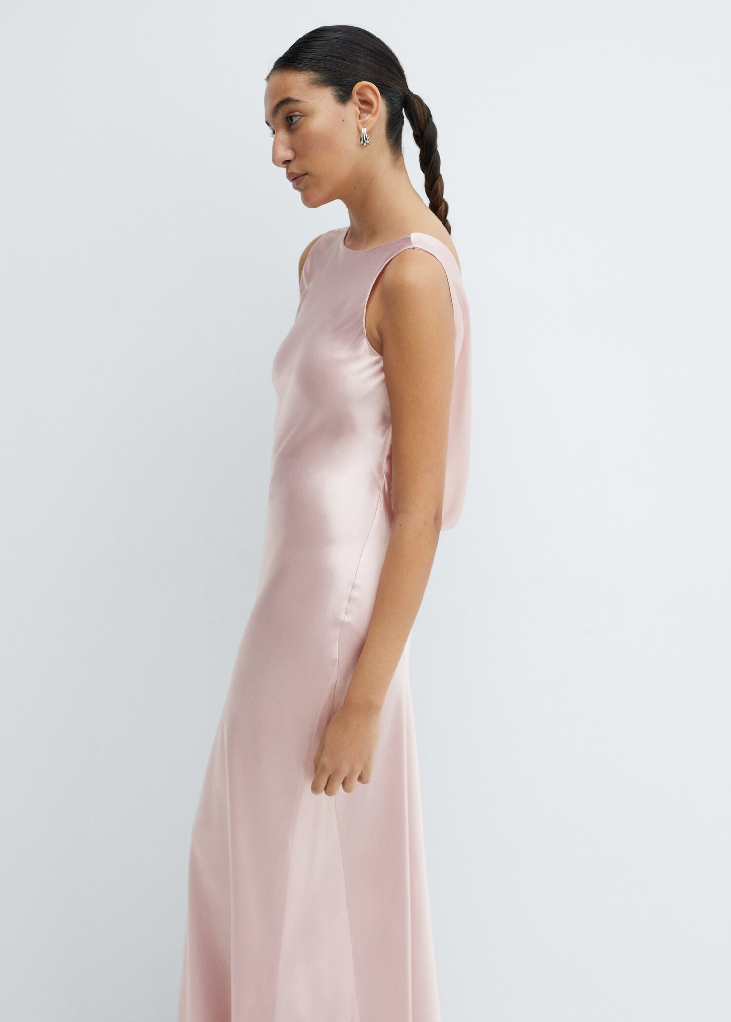 Open-back satin-effect dress - Medium plane