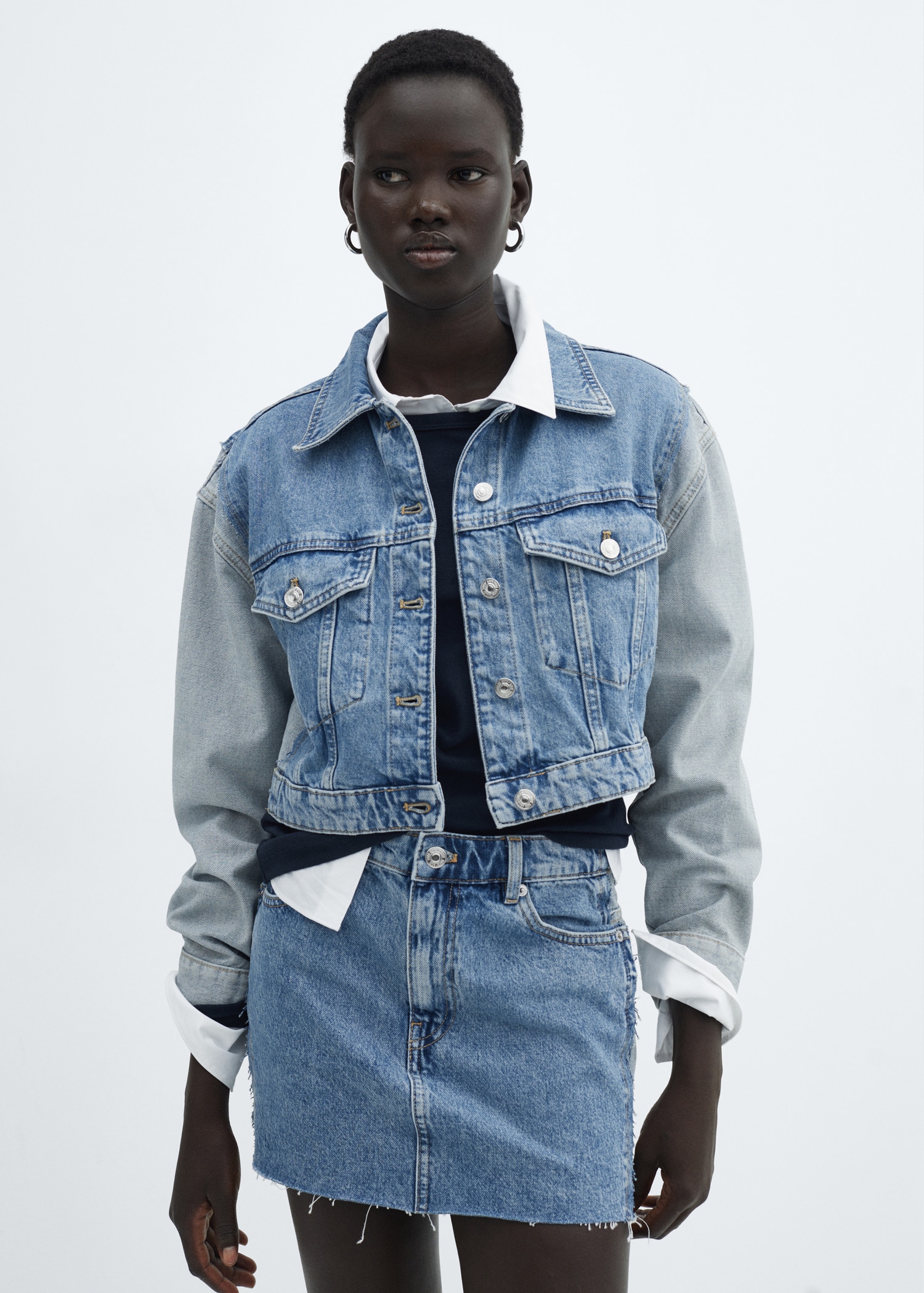 Cropped Denim Women Short Sleeve Jacket Short Sleeve Denim Jacket