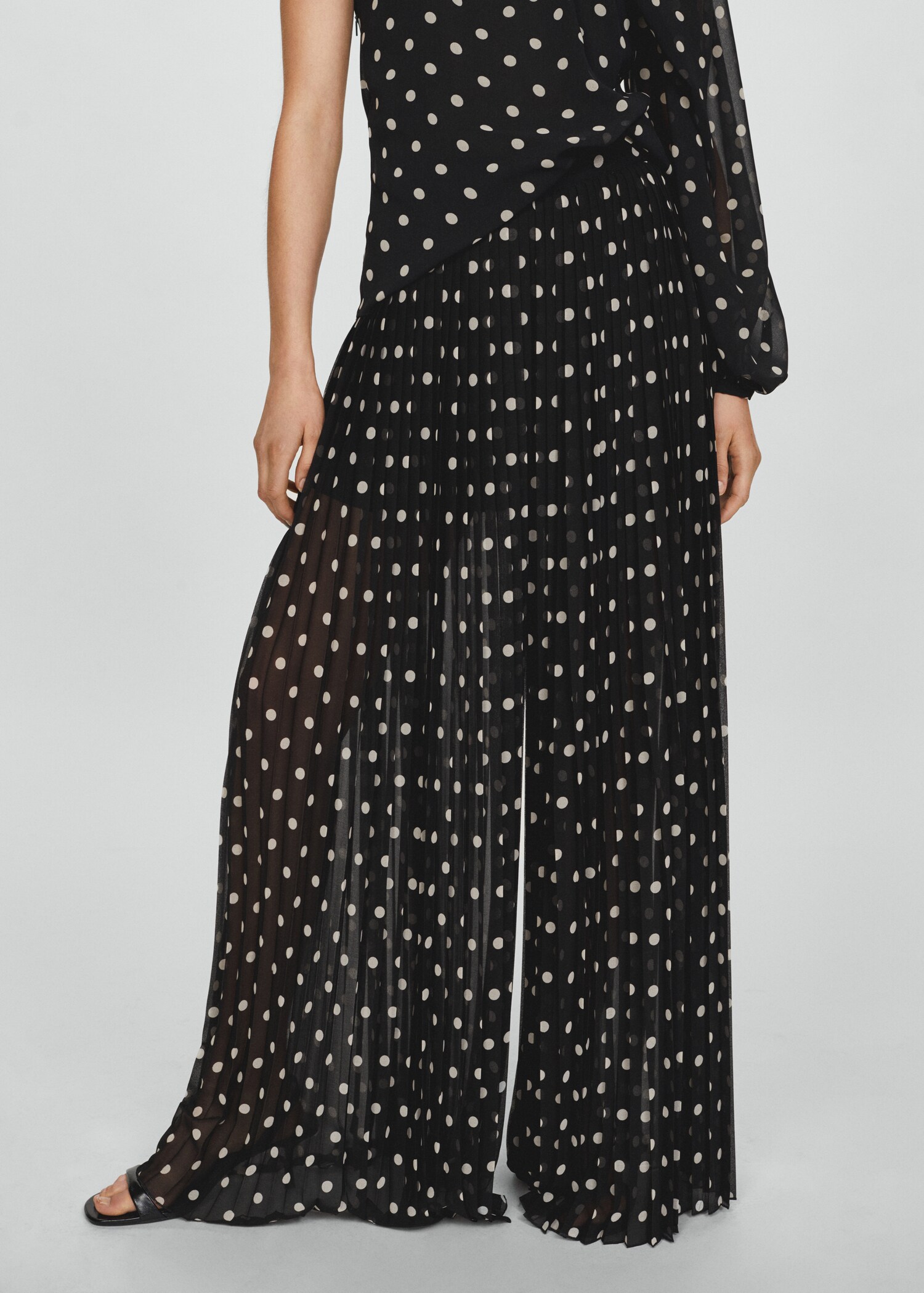 Polka-dot pleated trousers - Medium plane
