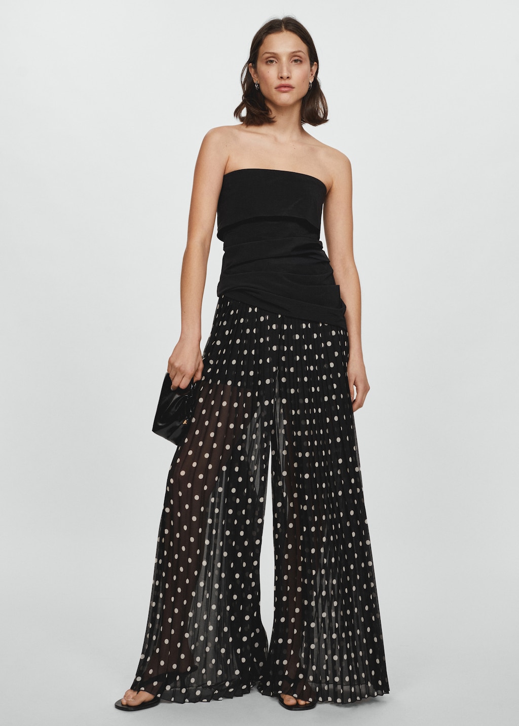 niana flocky dot pants dress　M Polka-dot pleated pants - Women | MANGO OUTLET USA