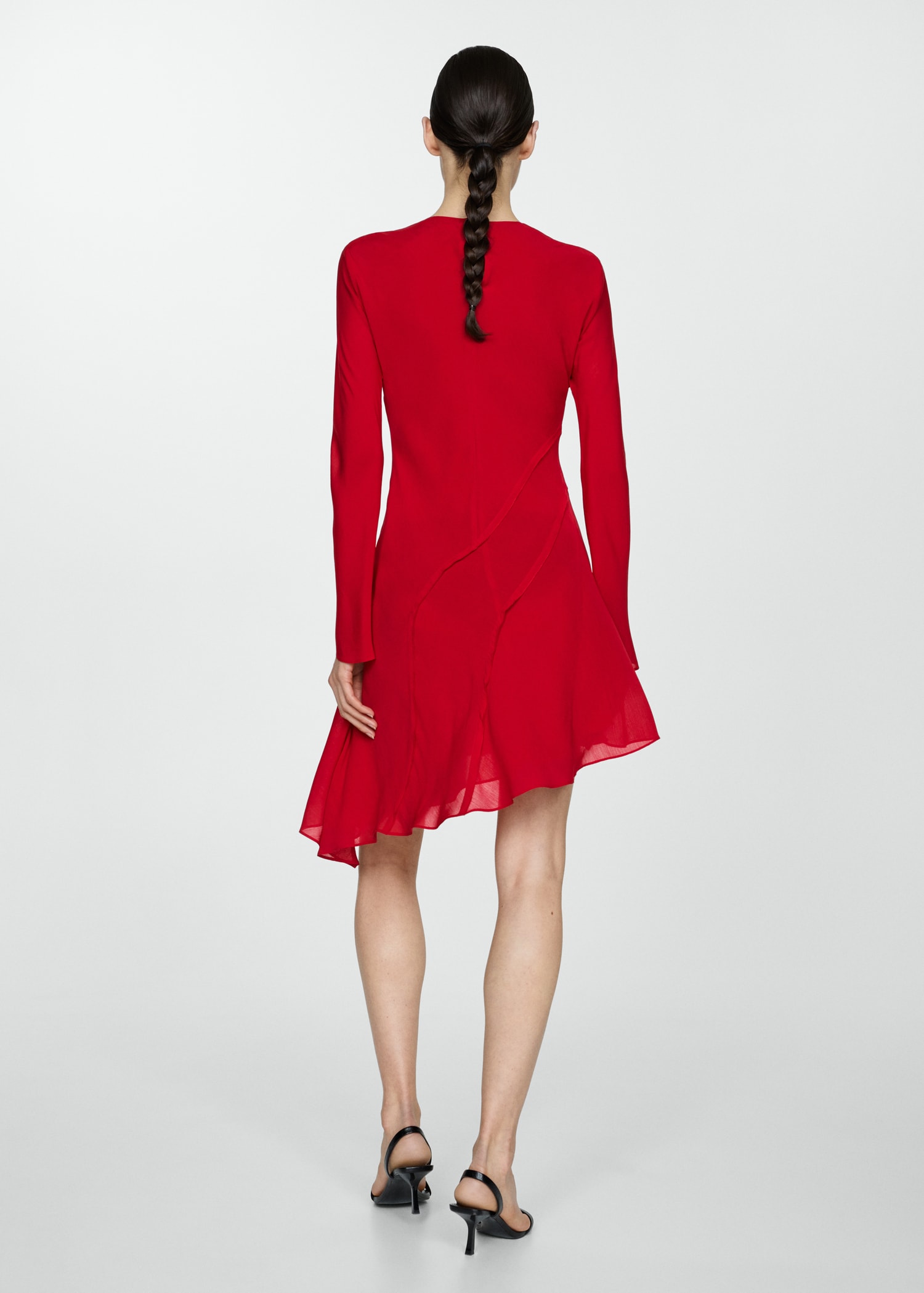 Asymmetrical dress with seam detail - Reverse of the article