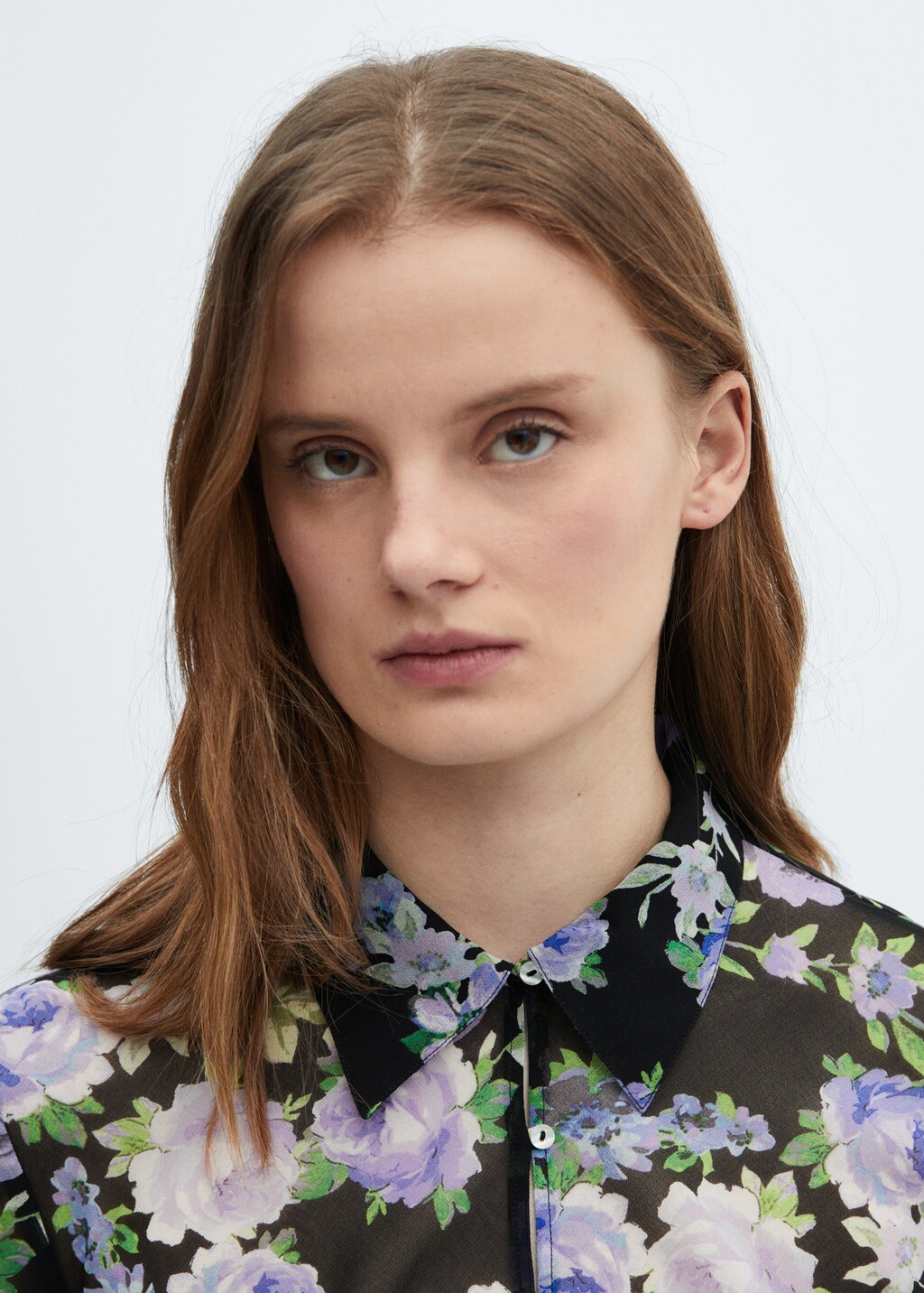 Semi-transparent printed shirt - Women | MANGO OUTLET USA Semi-transparent printed shirt - Women | MANGO OUTLET USA