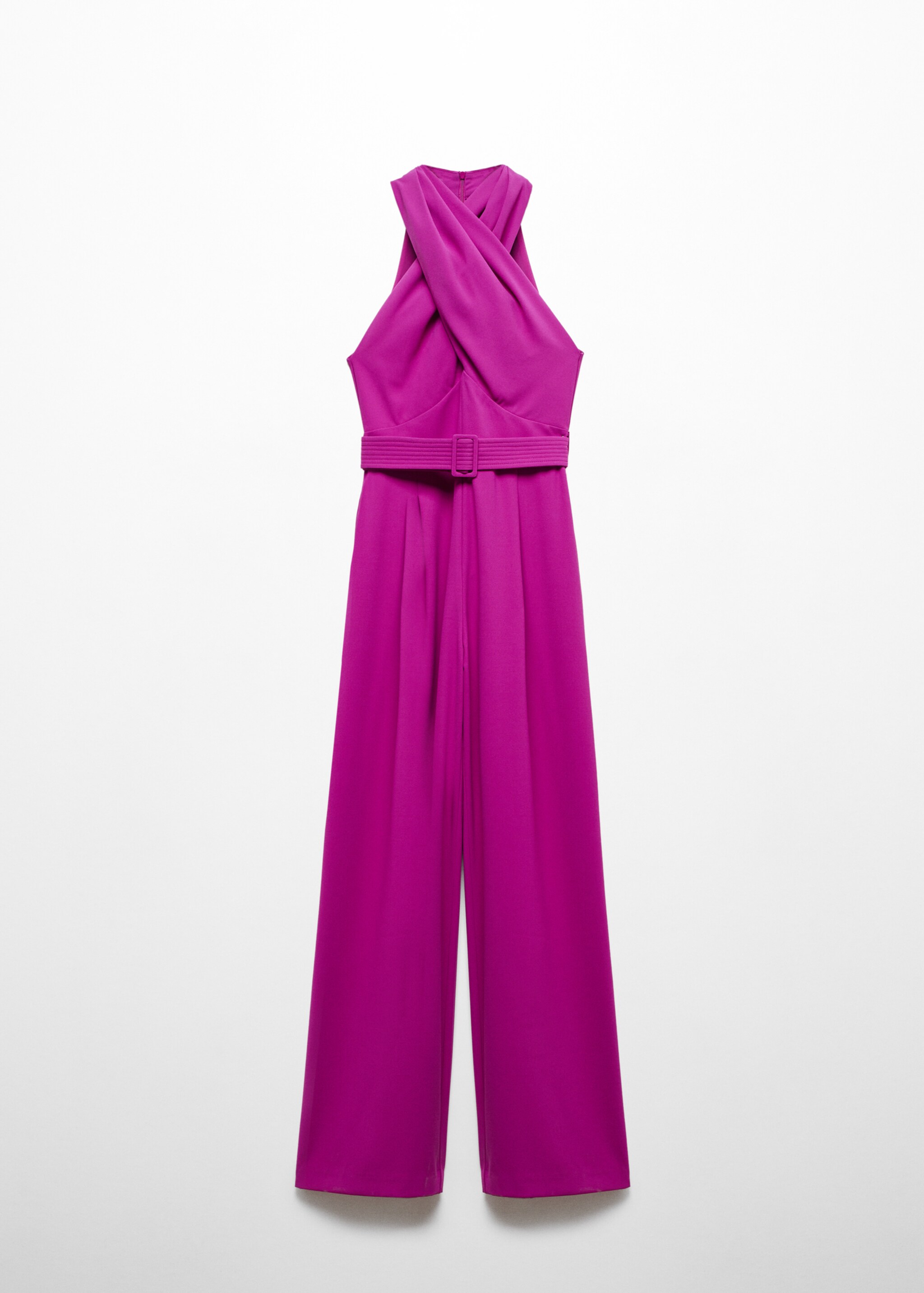 Jumpsuit with crossover collar and belt - Article without model, Purple. Ref: 67066347-00.