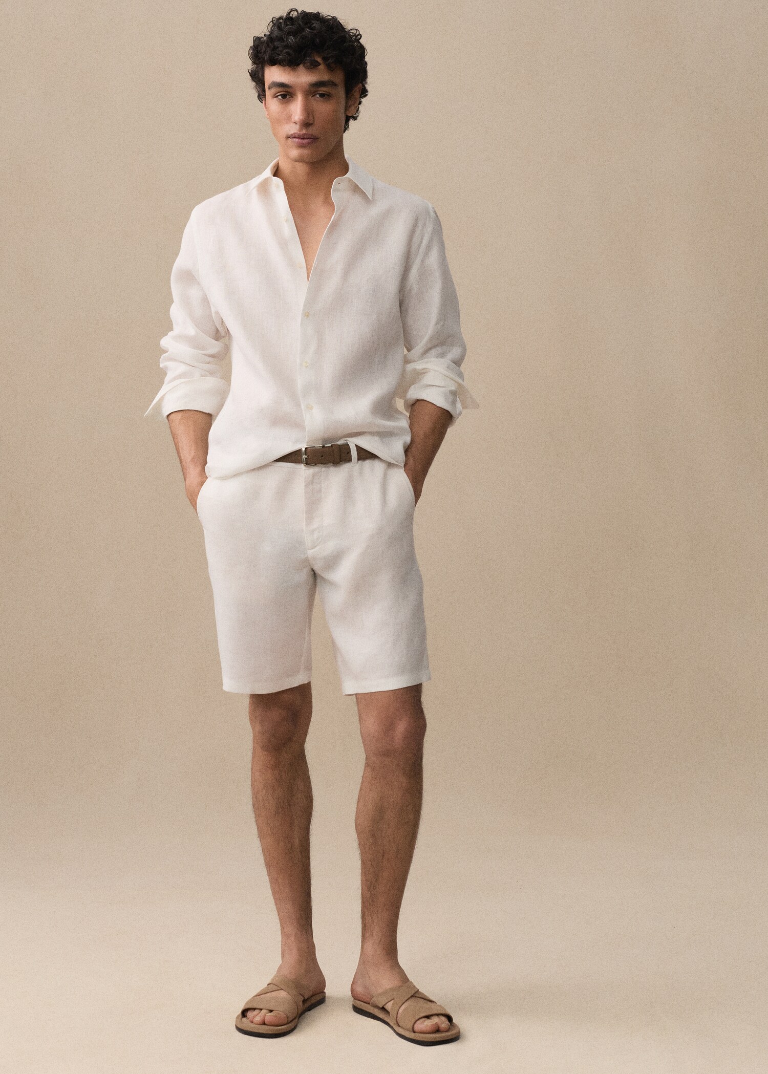 Slim-Fit-Bermudashorts aus 100 % Leinen - Detail des Artikels 5