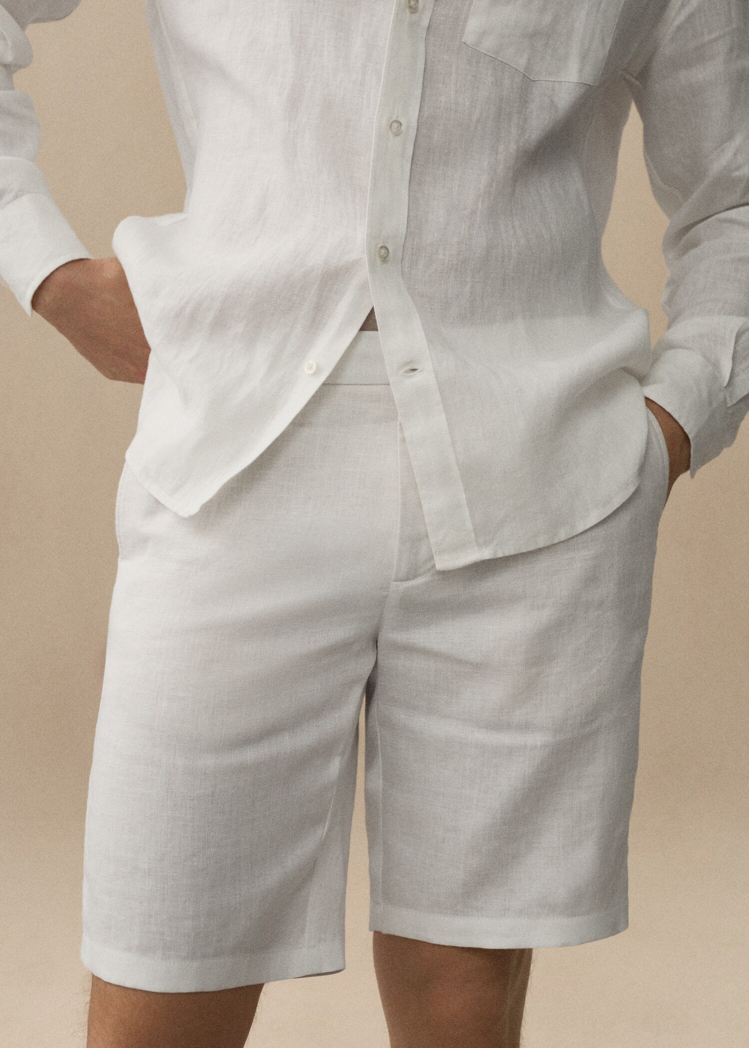 Slim-Fit-Bermudashorts aus 100 % Leinen - Detail des Artikels 9