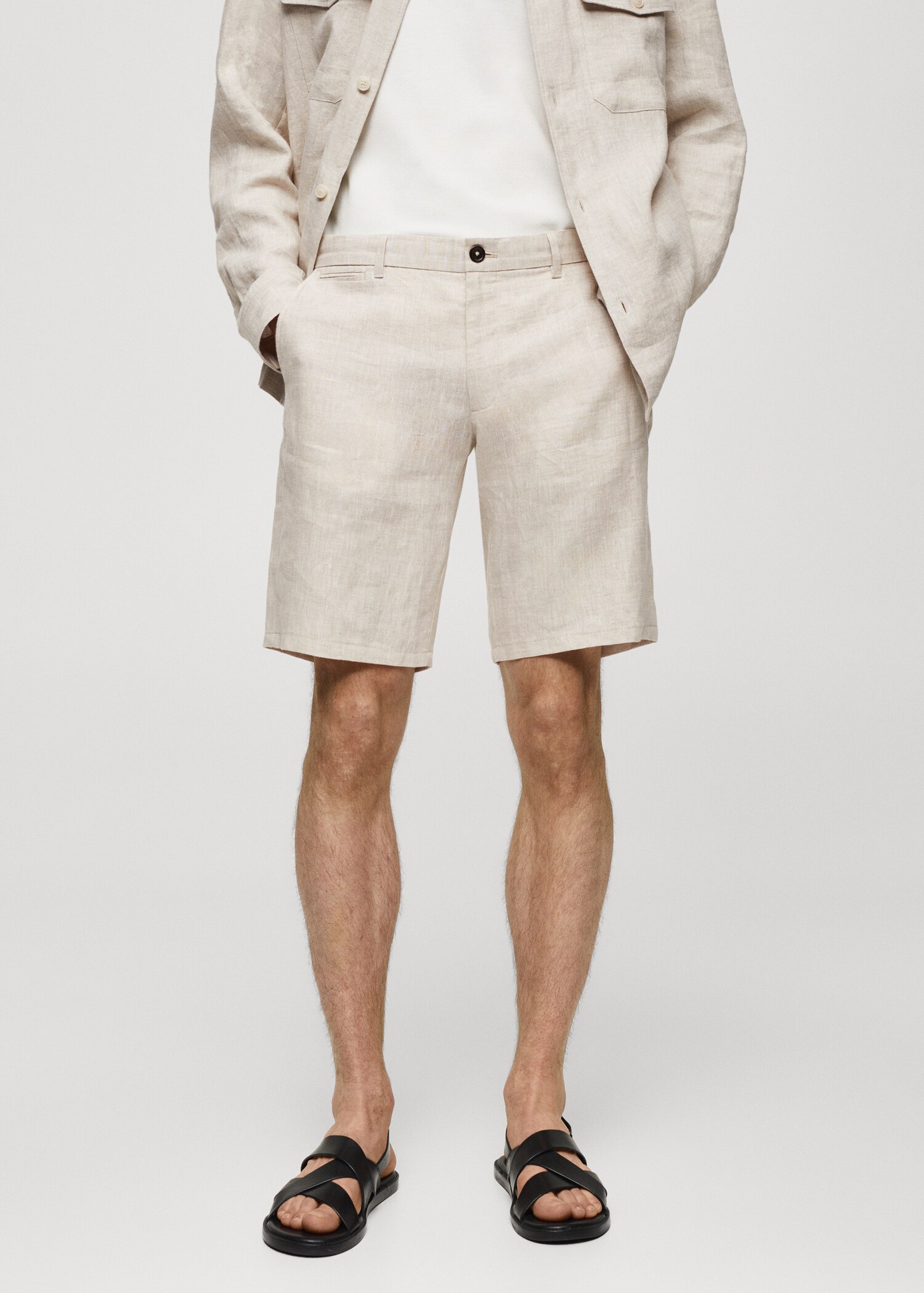Slim-Fit-Bermudashorts aus 100 % Leinen - Mittlere Ansicht