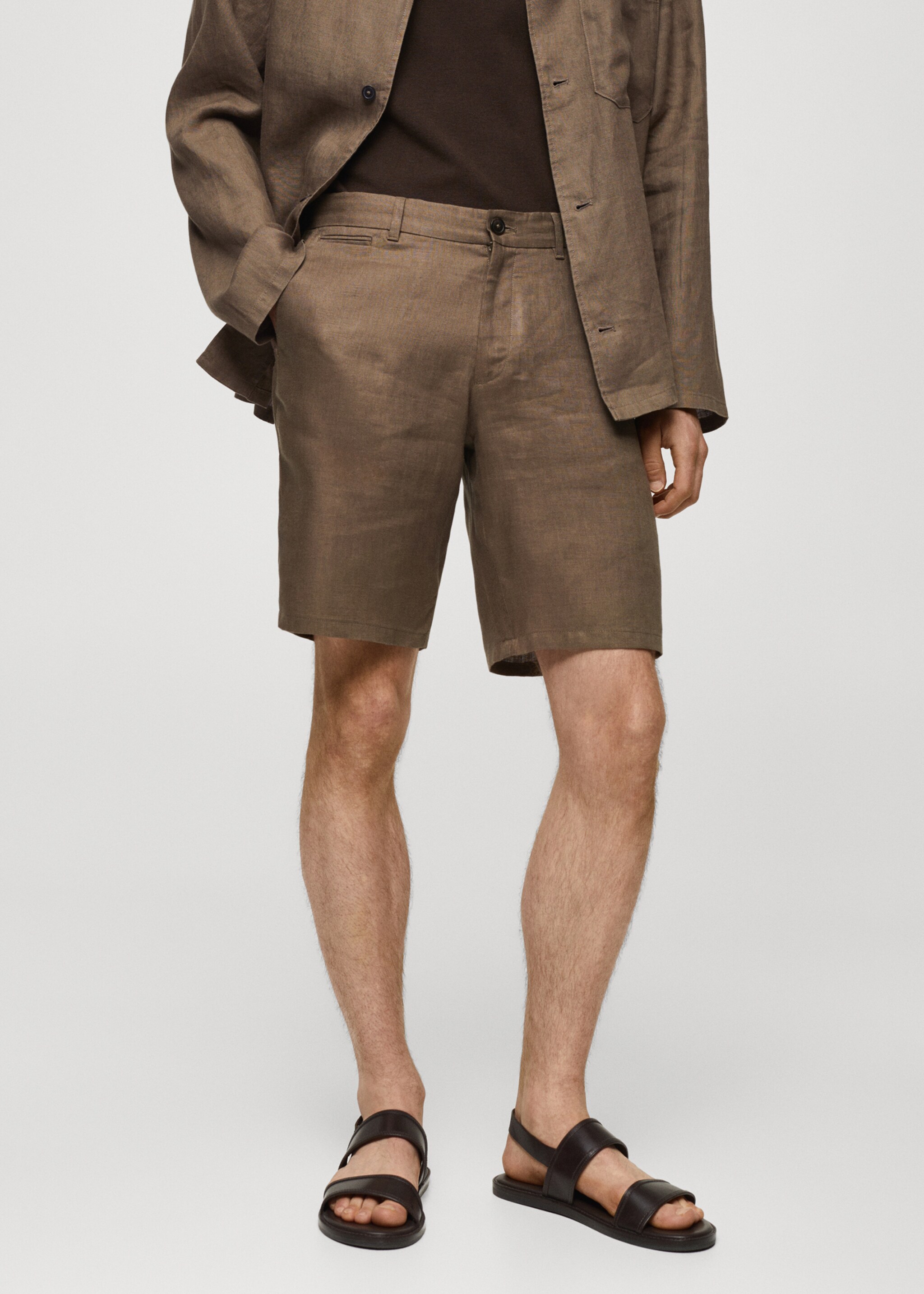 Slim-fit 100% linen bermuda shorts - Medium plane