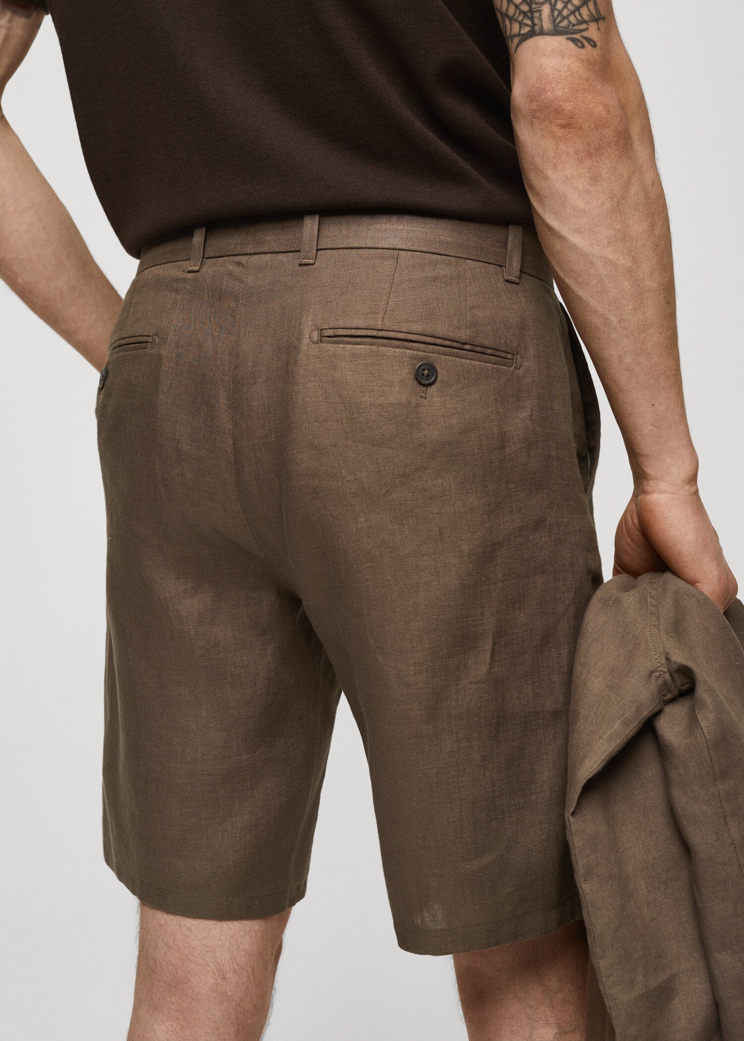 Βερμούδα slim fit 100% λινό - Λεπτομέρεια του προϊόντος 4