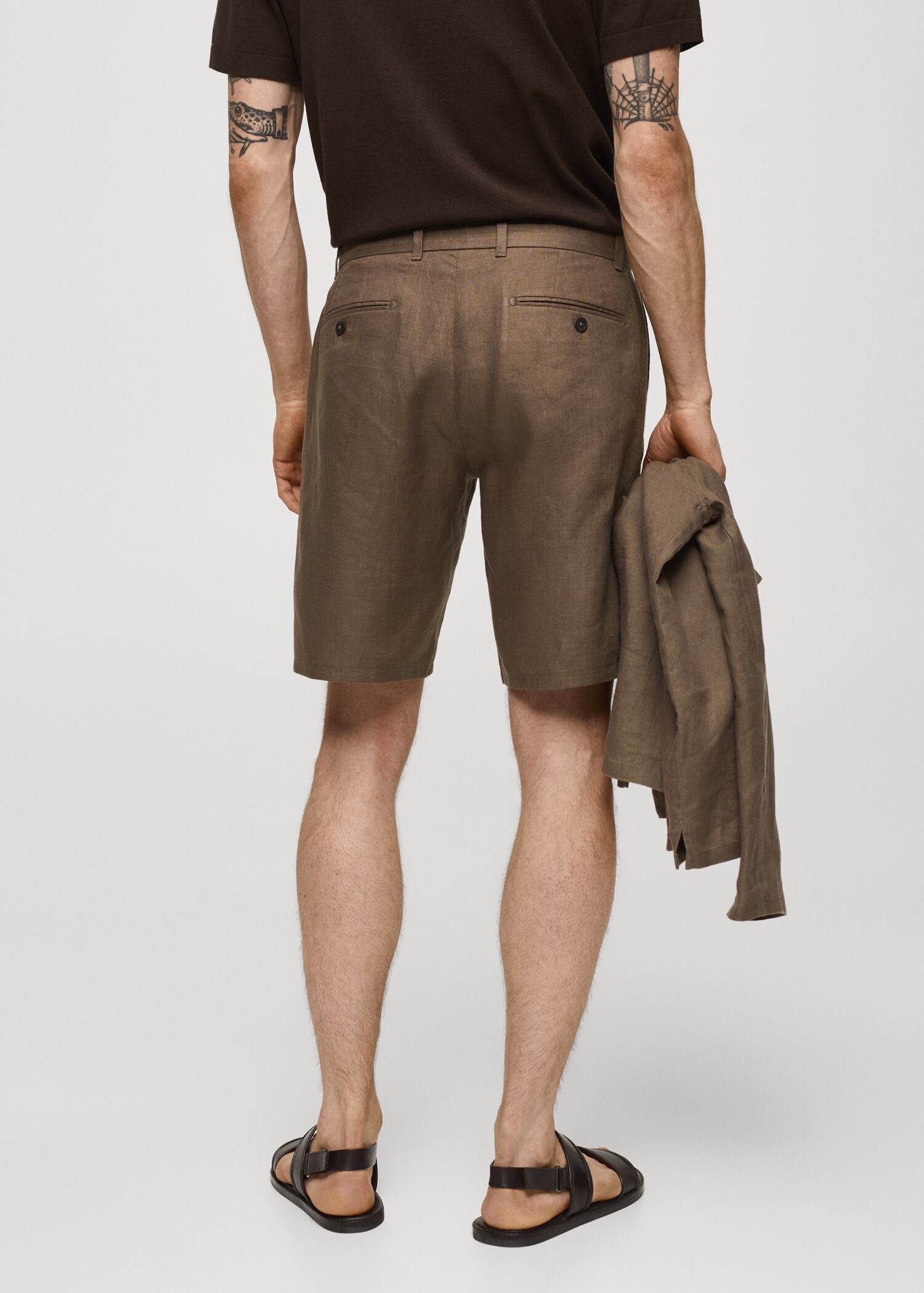 Βερμούδα slim fit 100% λινό - Πίσω όψη προϊόντος