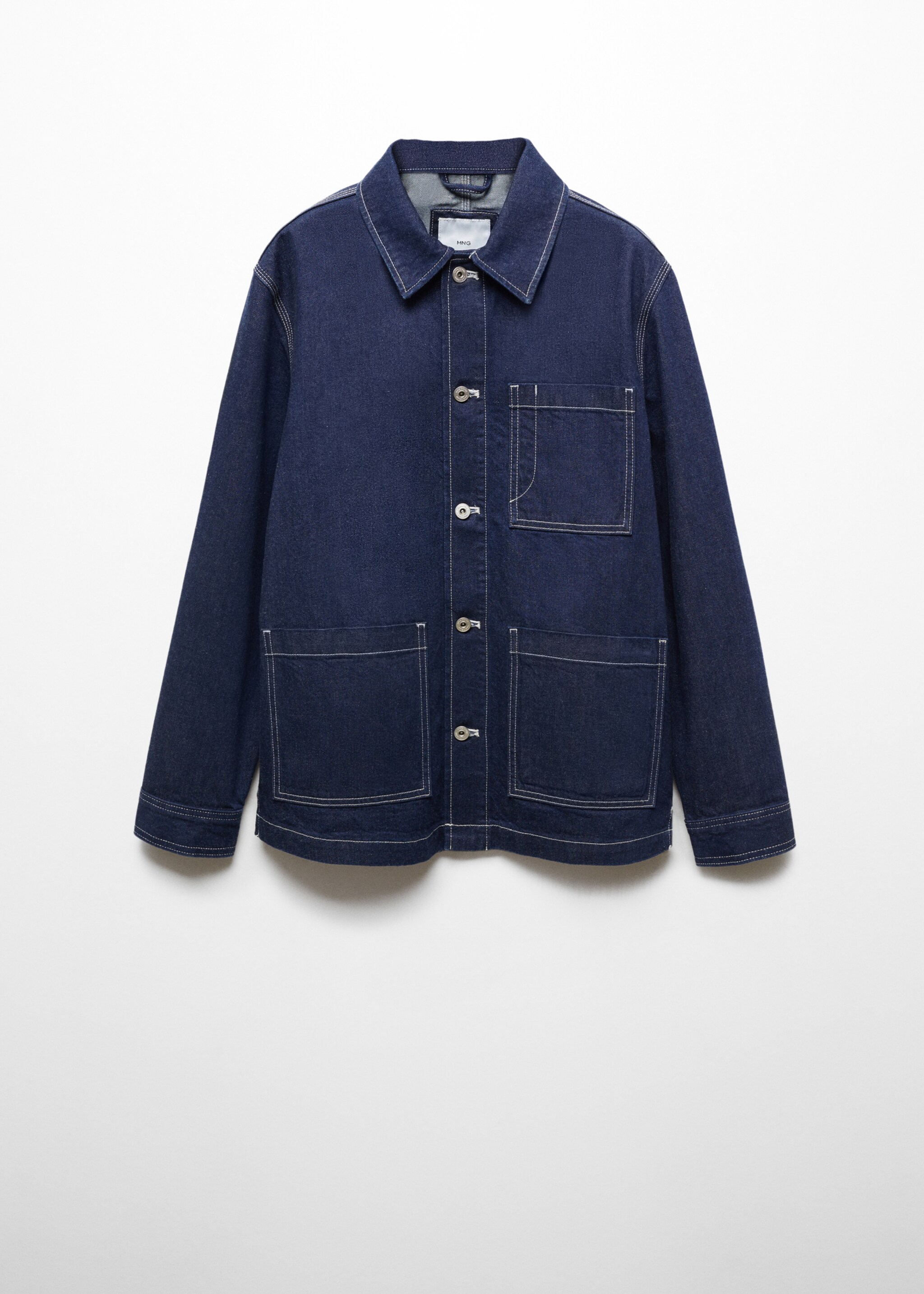 Denim overshirt with stitching pockets - Article without model