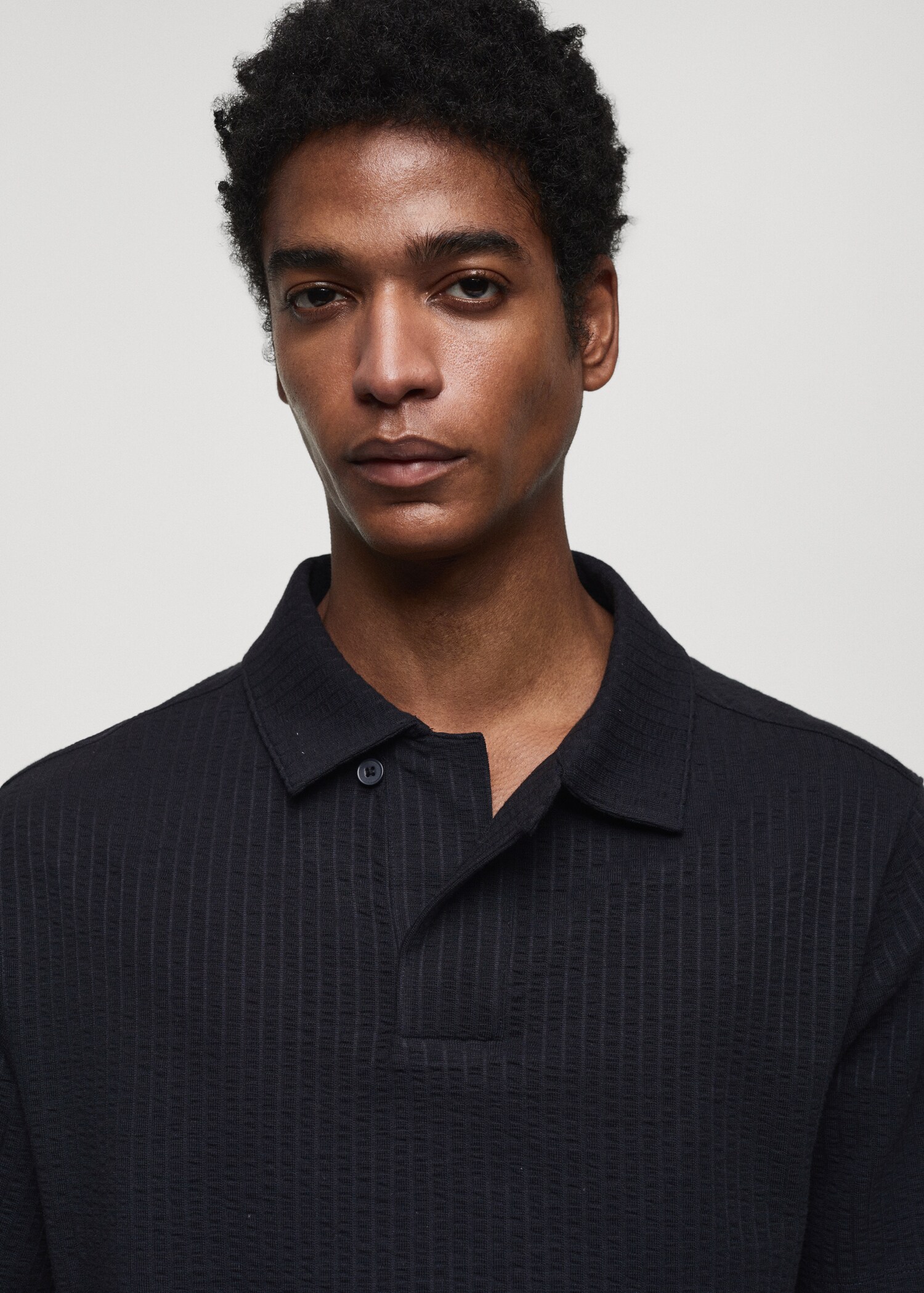 Seersucker cotton polo shirt - Details of the article 1