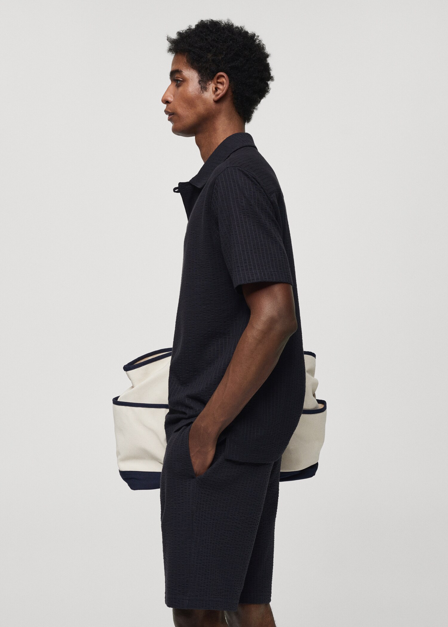 Seersucker cotton polo shirt - Details of the article 2