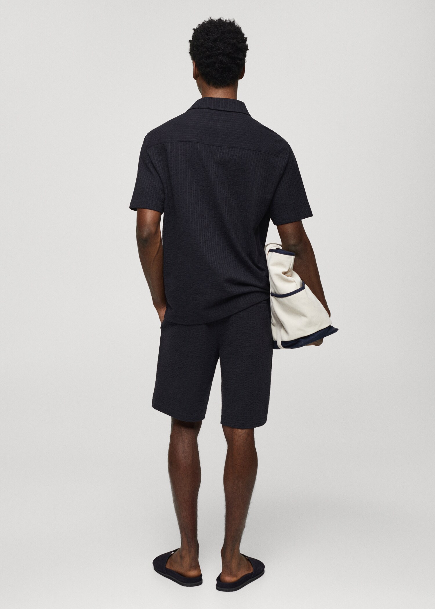 Seersucker cotton polo shirt - Reverse of the article
