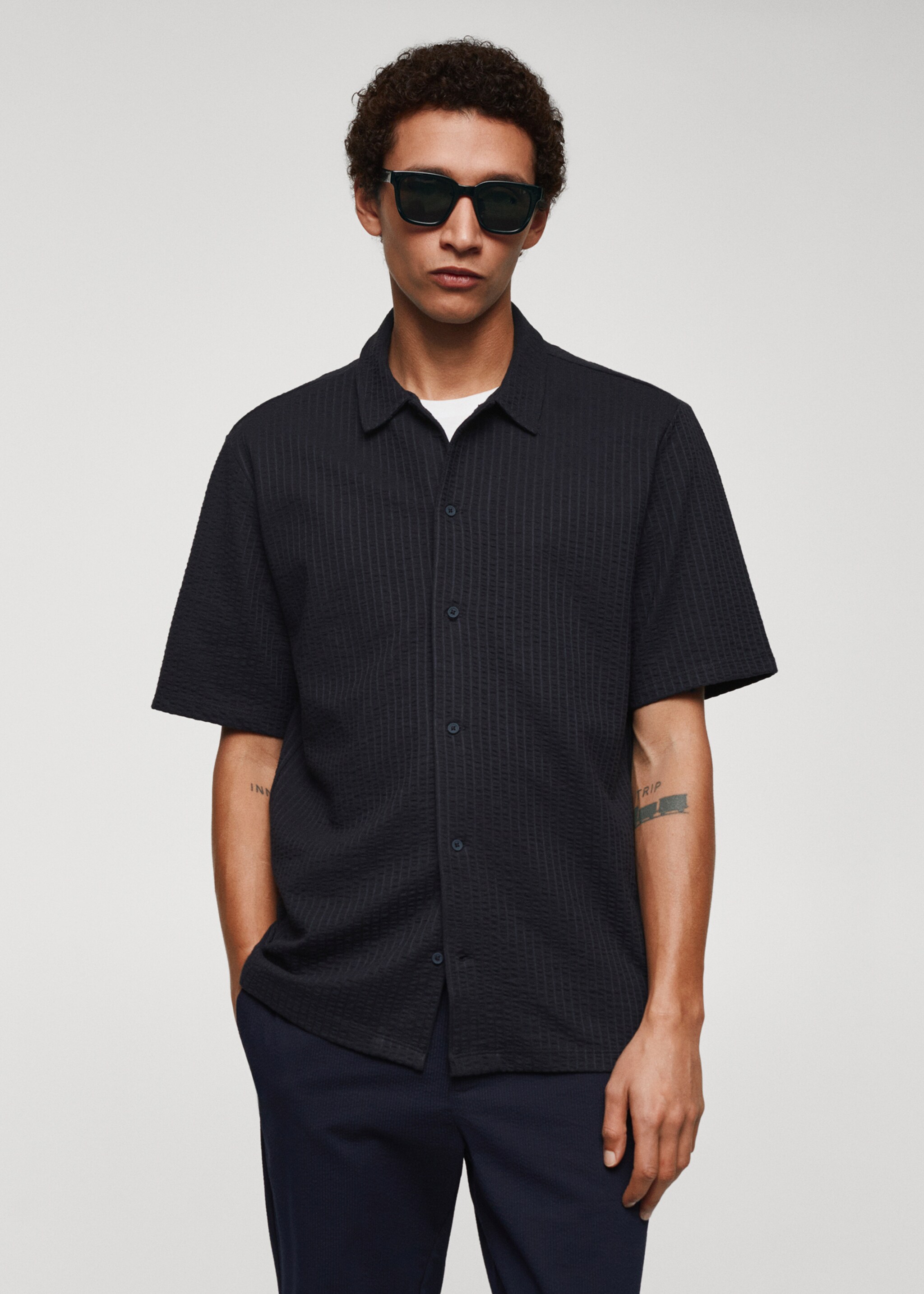 Seersucker cotton shirt - Medium plane