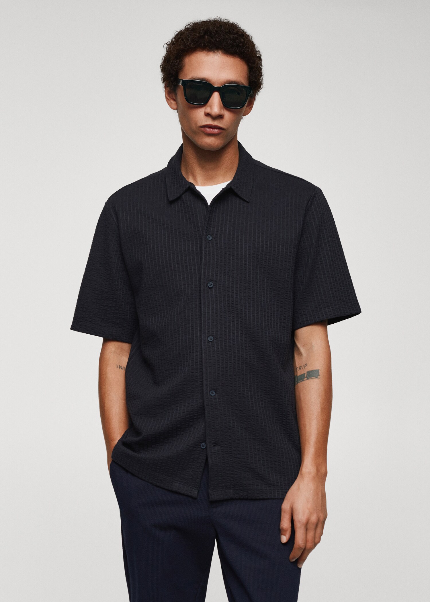 Seersucker cotton shirt - Medium plane