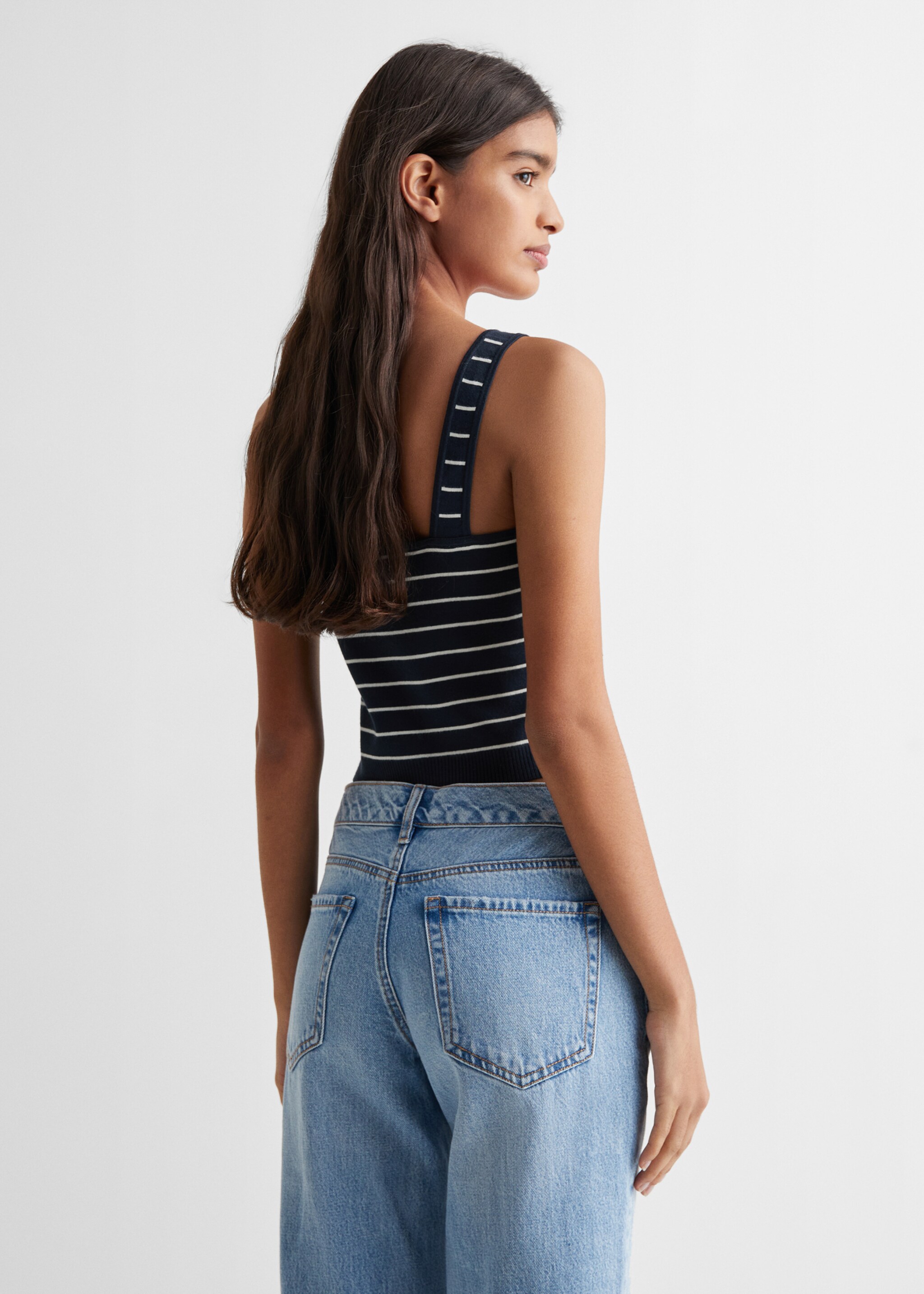 Striped strapless top - Reverse of the article, Dark Navy. Ref: 67066731-00.