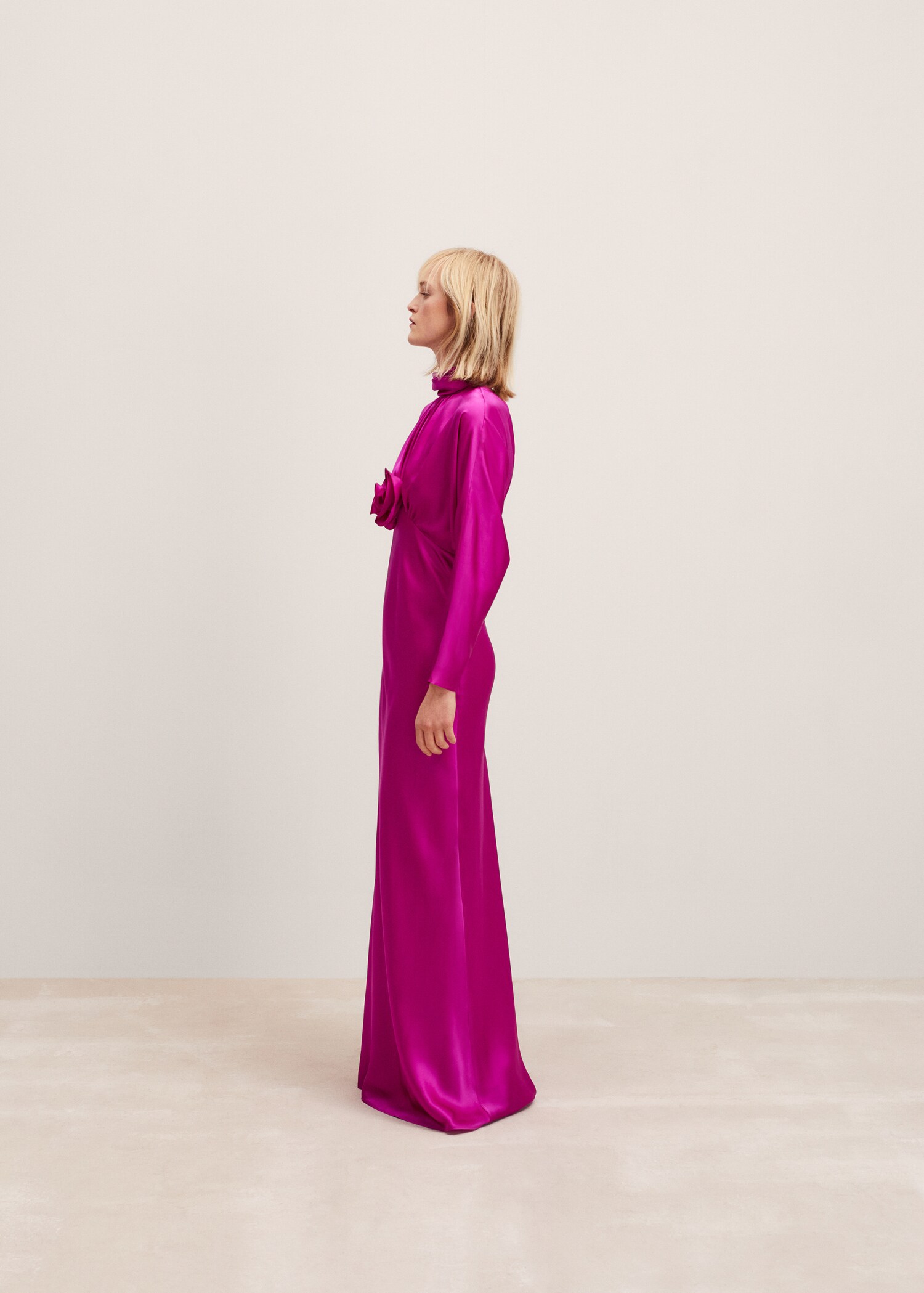 Satin dress with flower detail - Details of the article 2