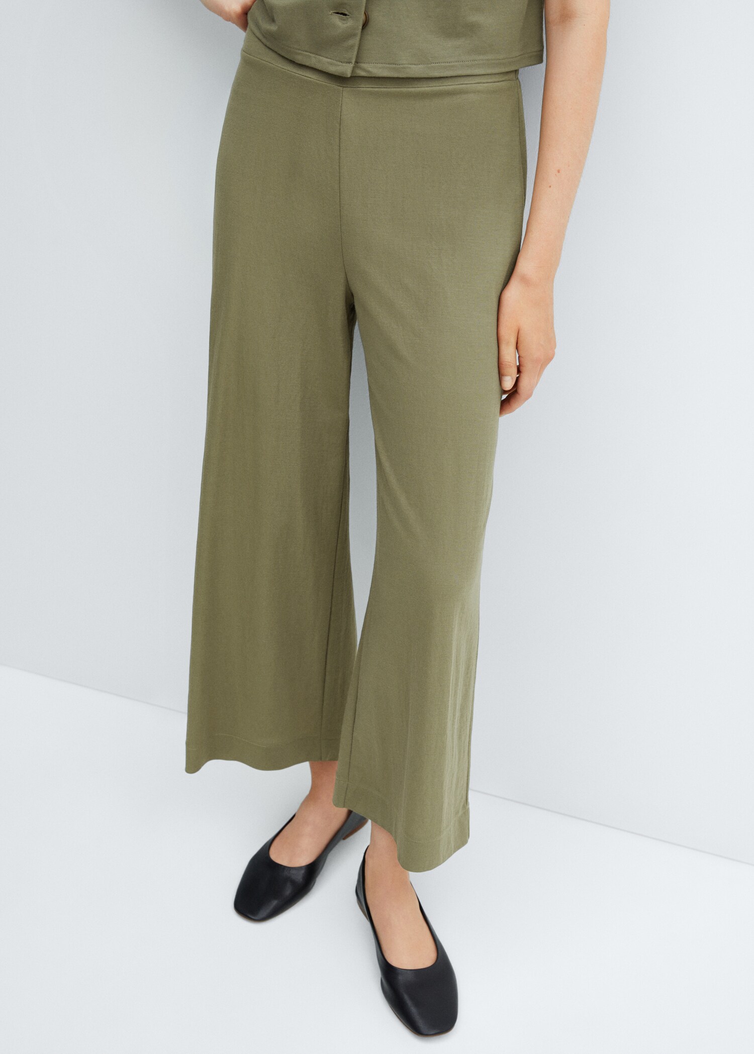 Elastic waist crop trousers - Medium plane