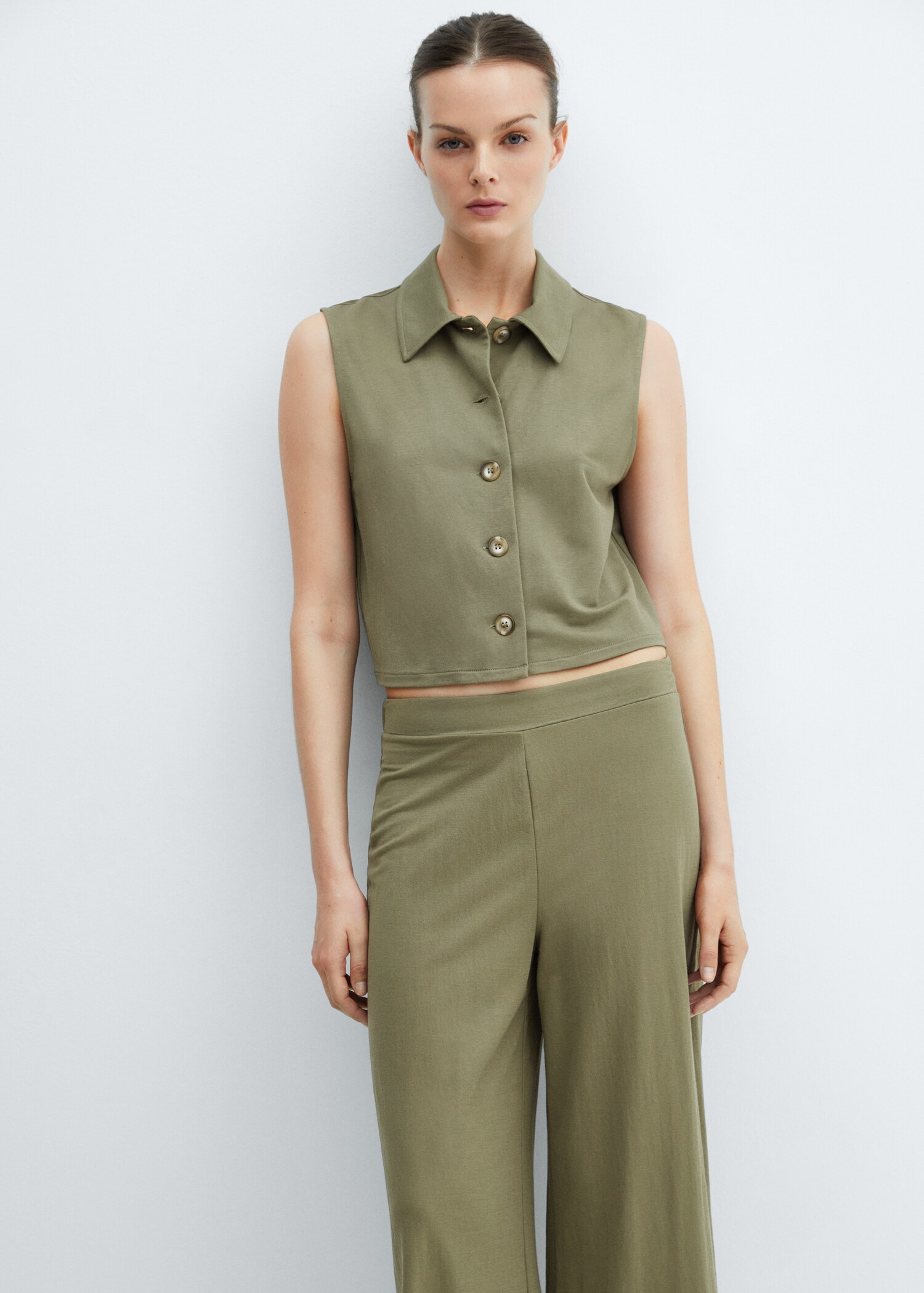 Elastic waist crop trousers - Details of the article 1