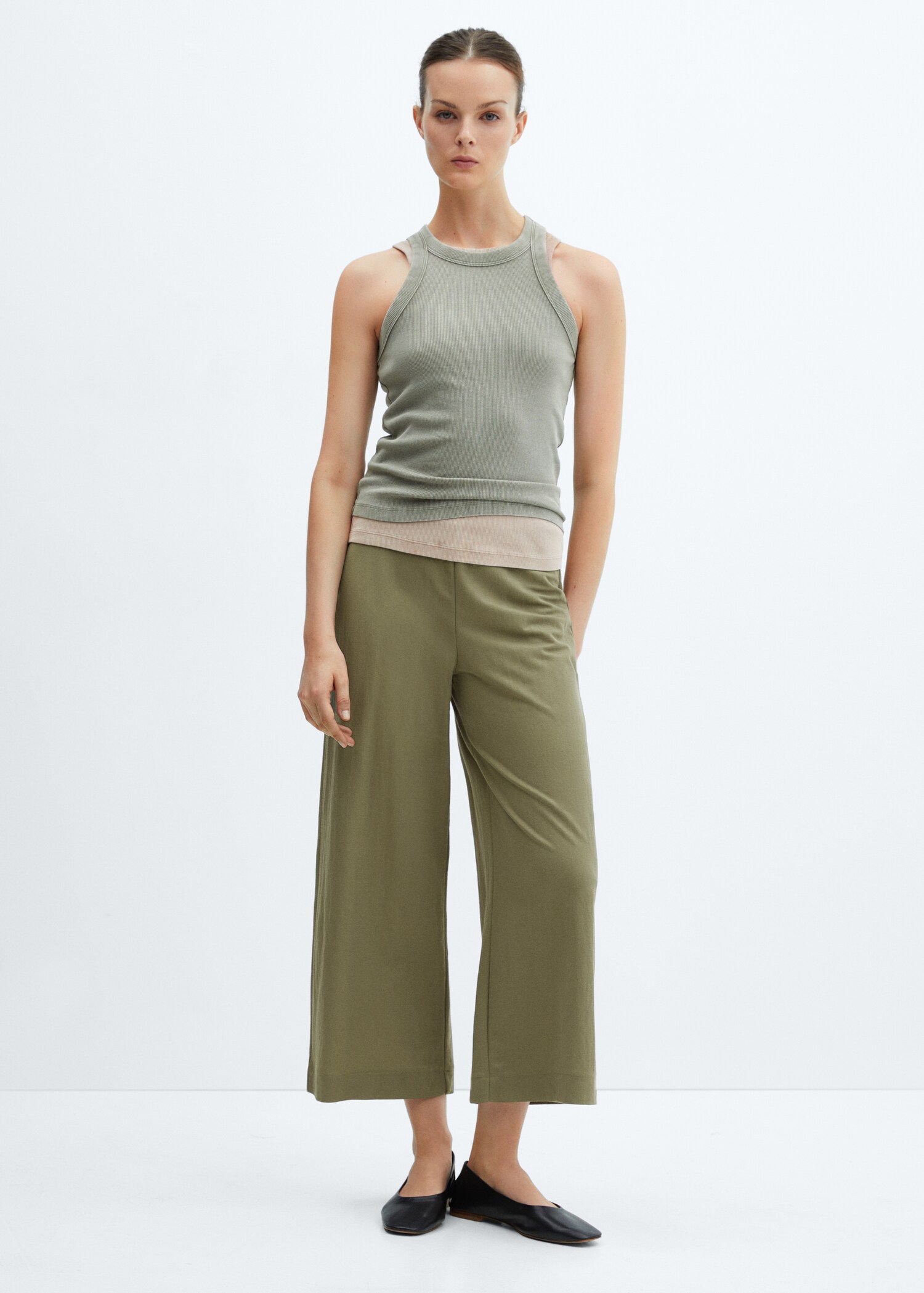 Elastic waist crop trousers - Details of the article 6