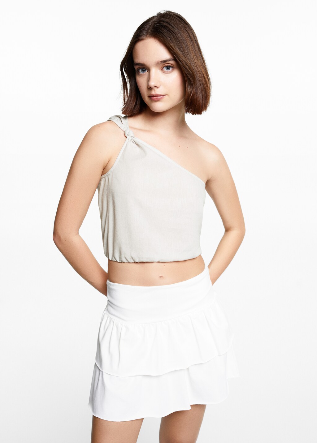 Asymmetrical top with knot - Teen Girl | MANGO OUTLET USA