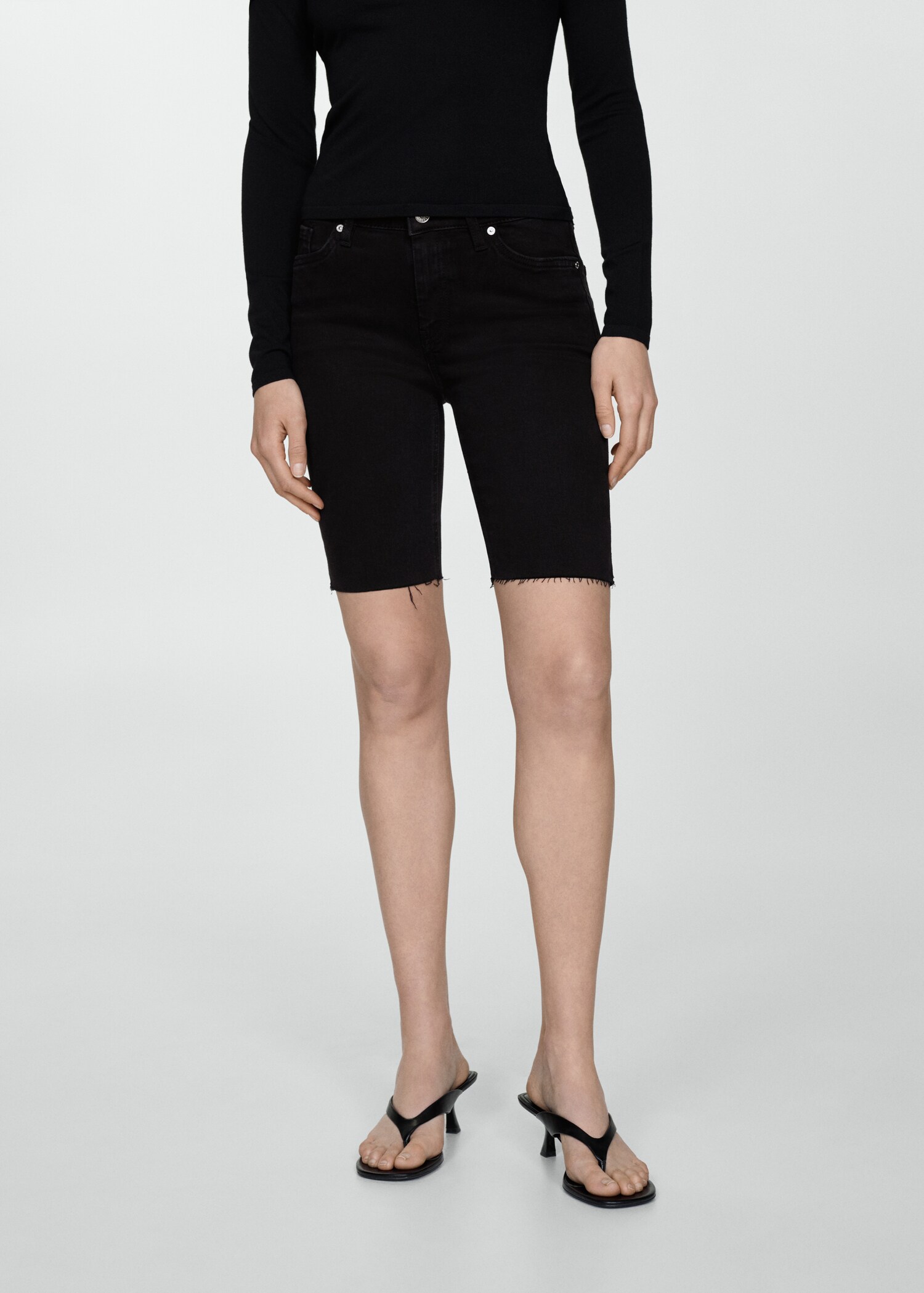 Slim-fit denim bermuda shorts - Medium plane