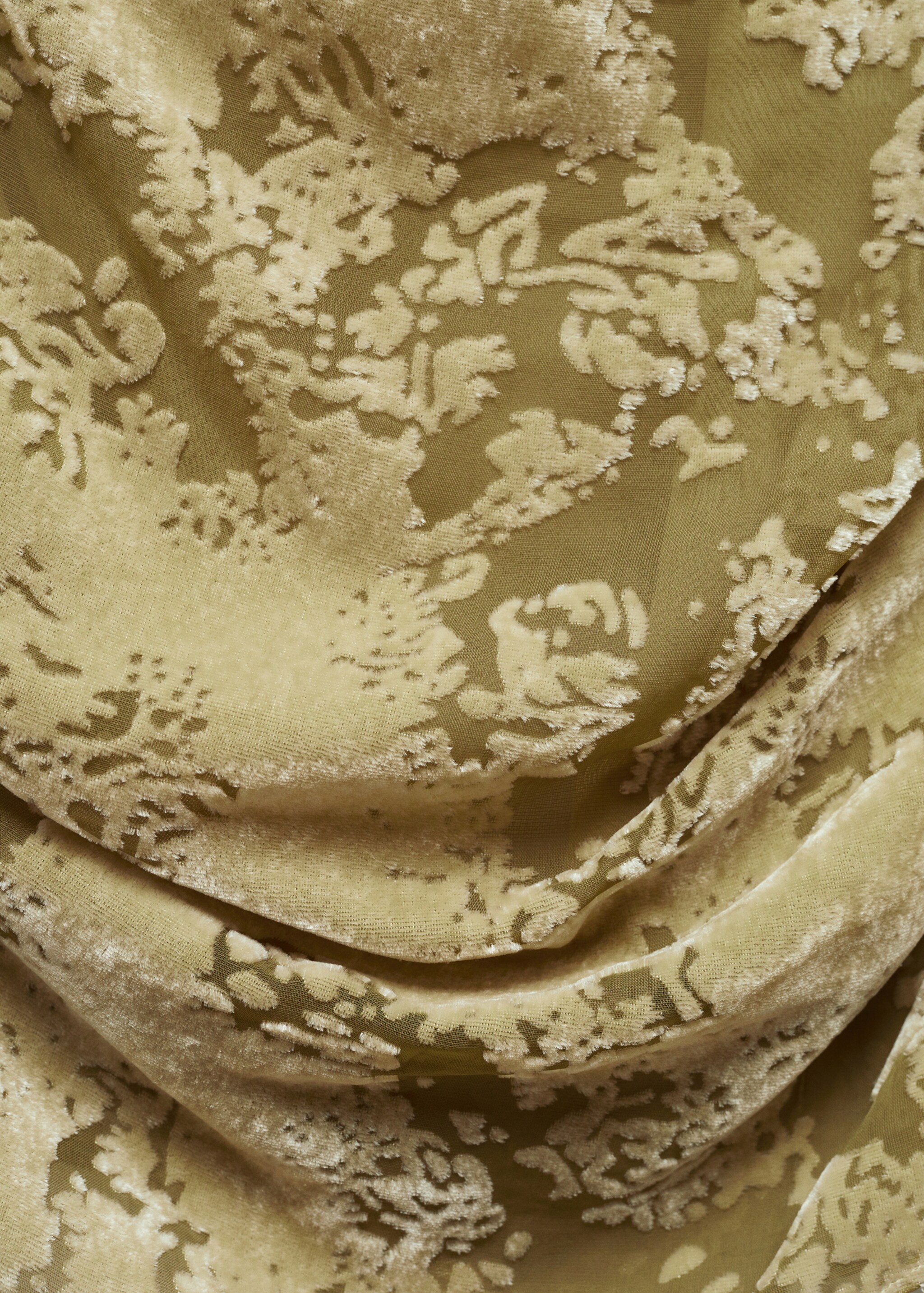 Draped top with velvet detail - Details of the article 8, Green. Ref: 67067120-00.