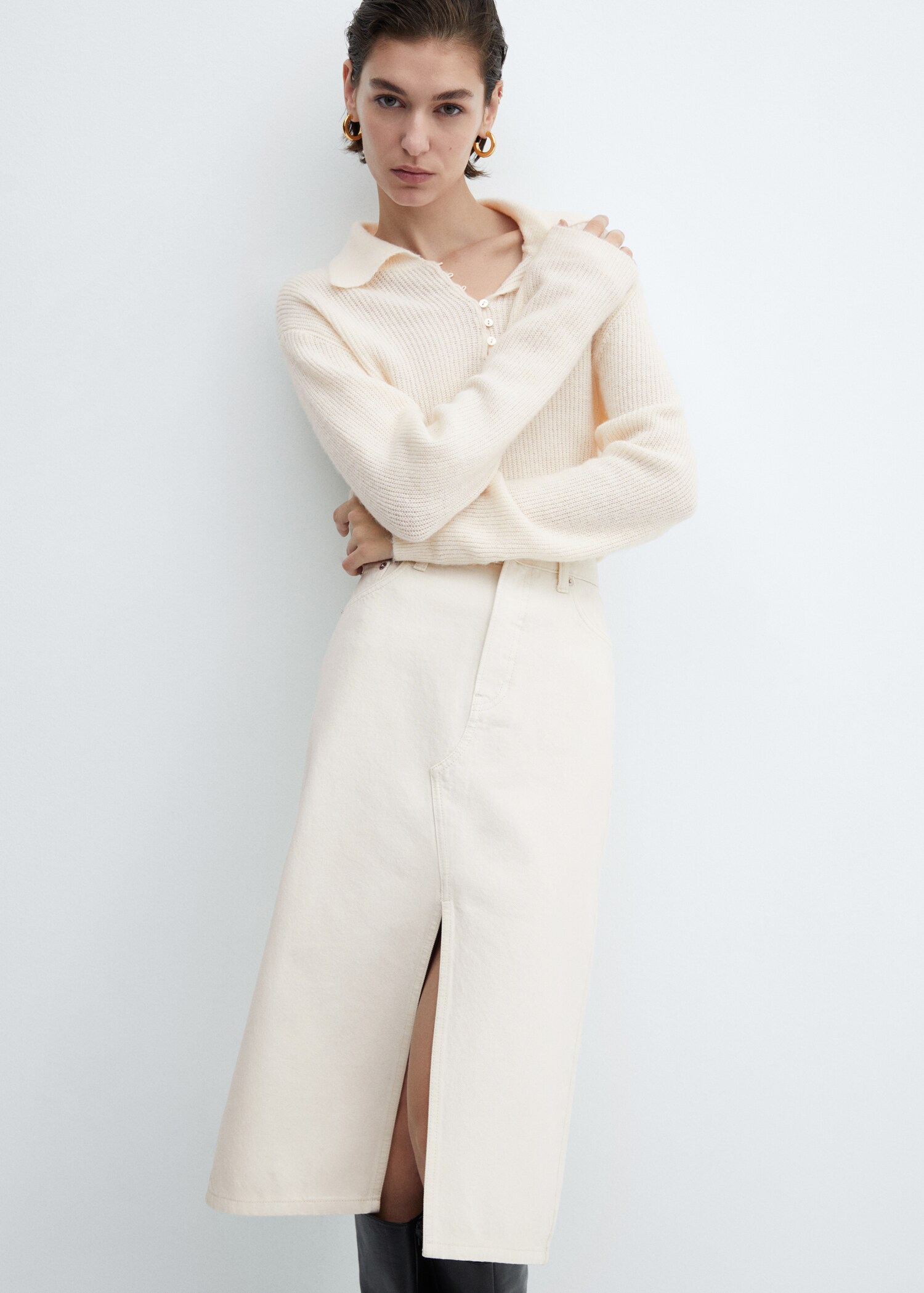 Denim midi-skirt - Details of the article 1