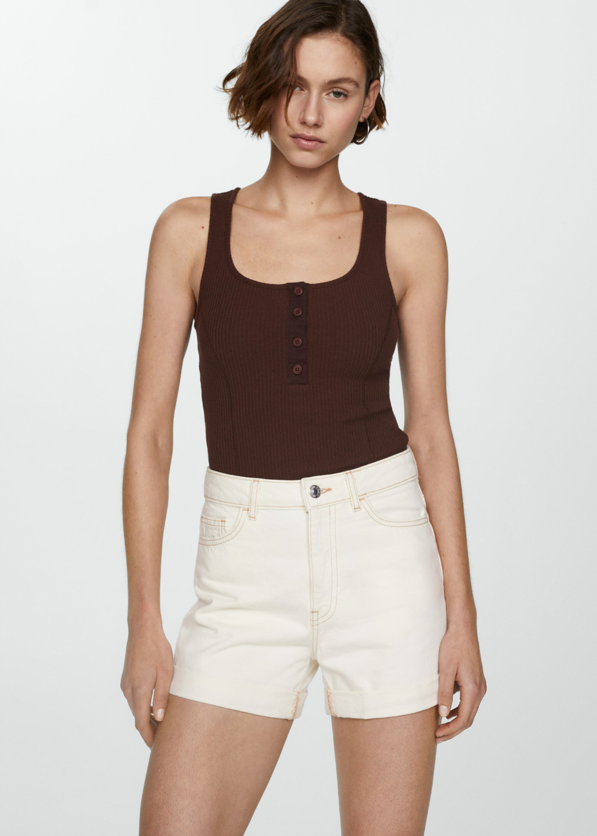 Jeans-Shorts mit hoher Taille - Detail des Artikels 1
