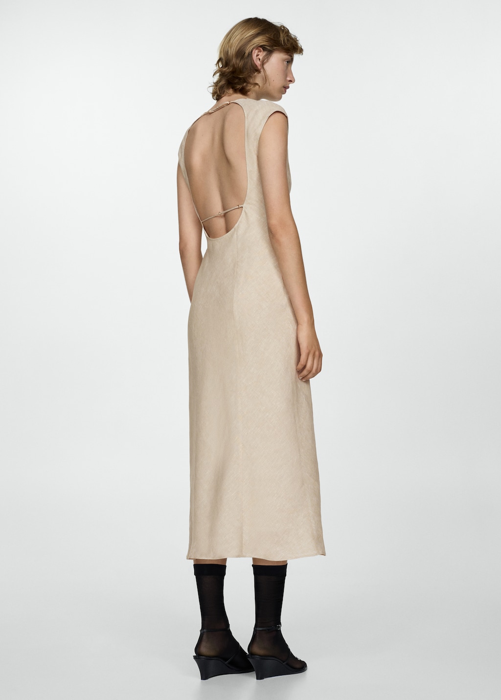 Open-back linen dress - Women | MANGO OUTLET USA