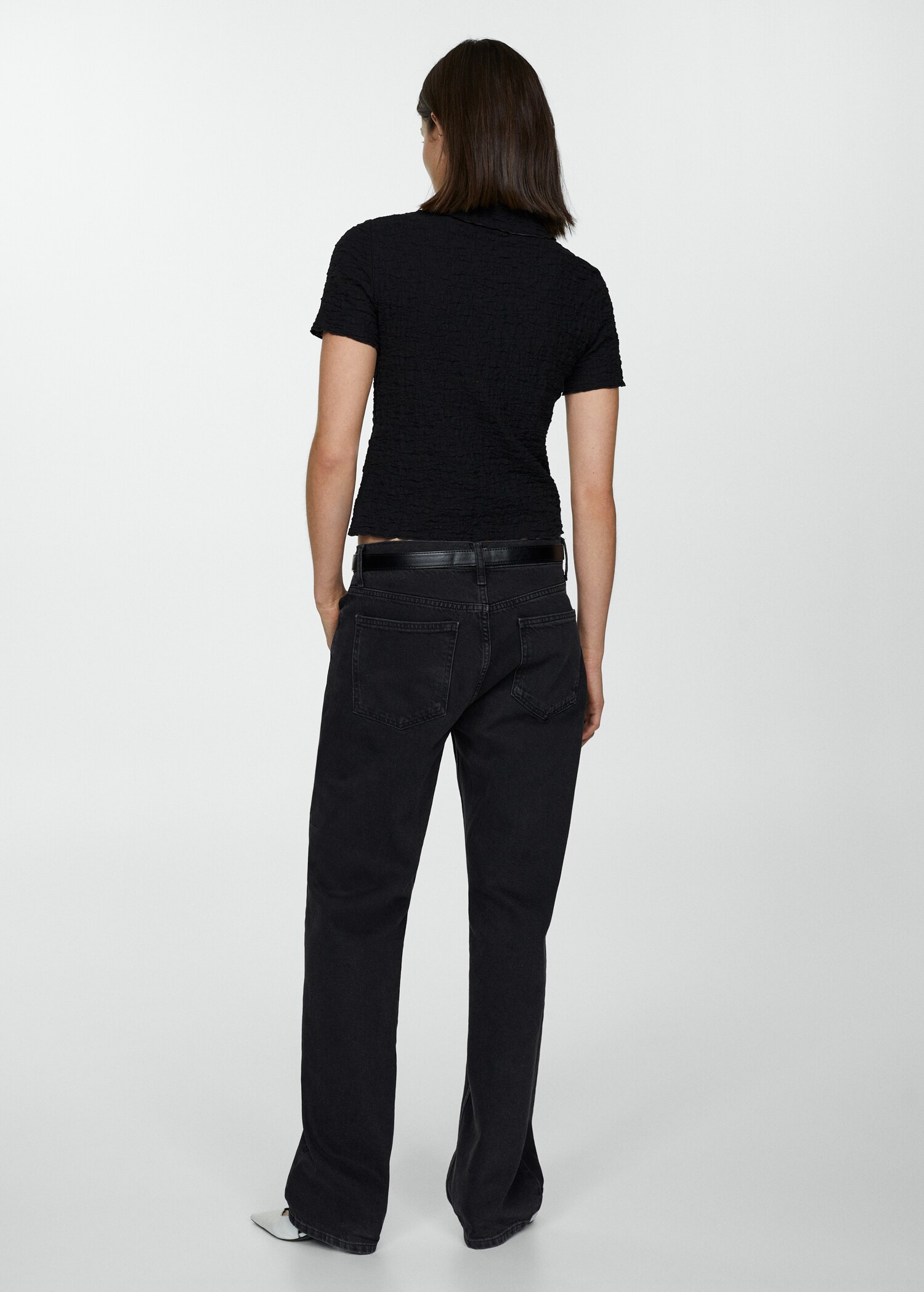 Textured cotton T-shirt - Reverse of the article