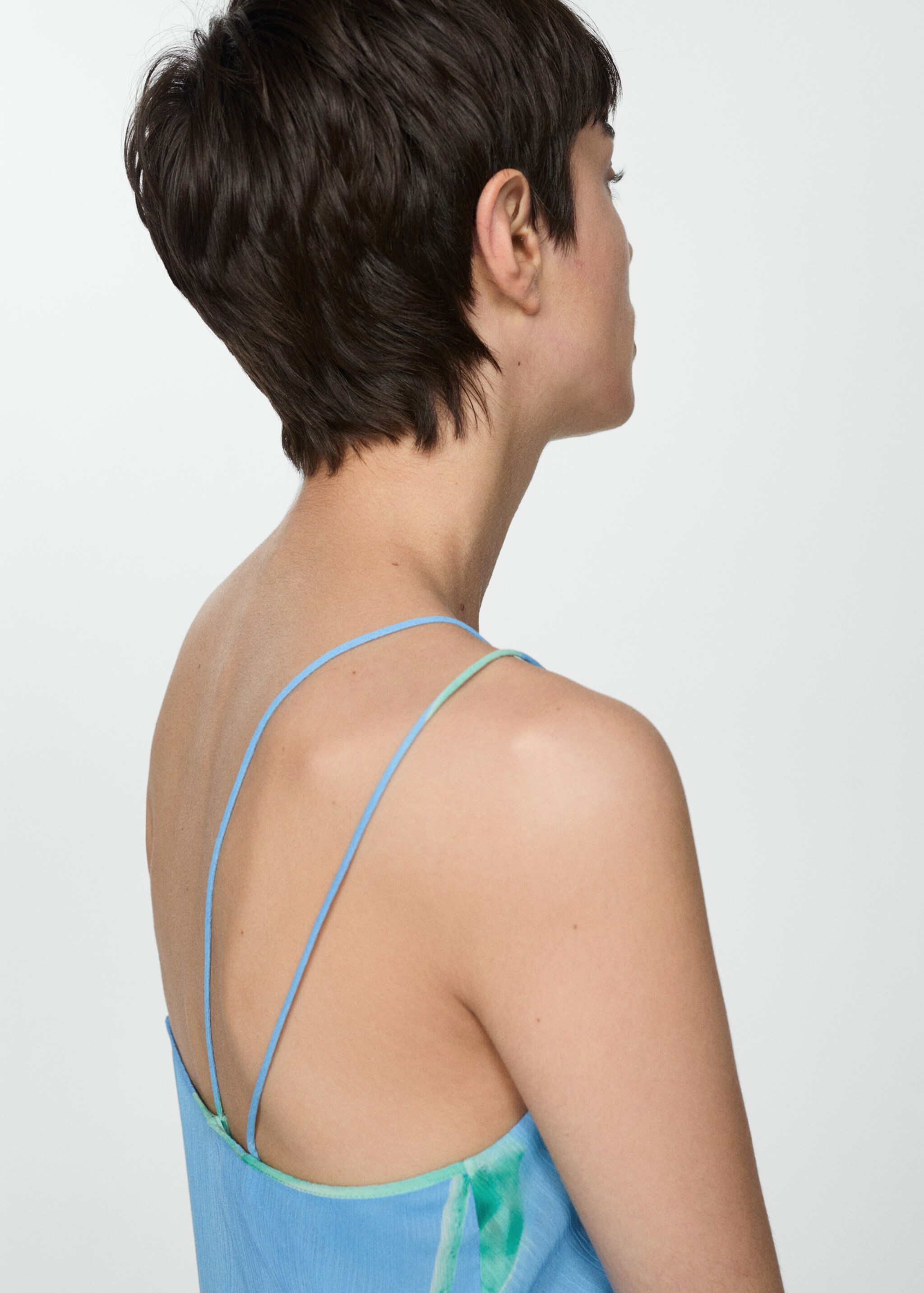 Asymmetrisches Kleid mit Blumenmuster - Detail des Artikels 1